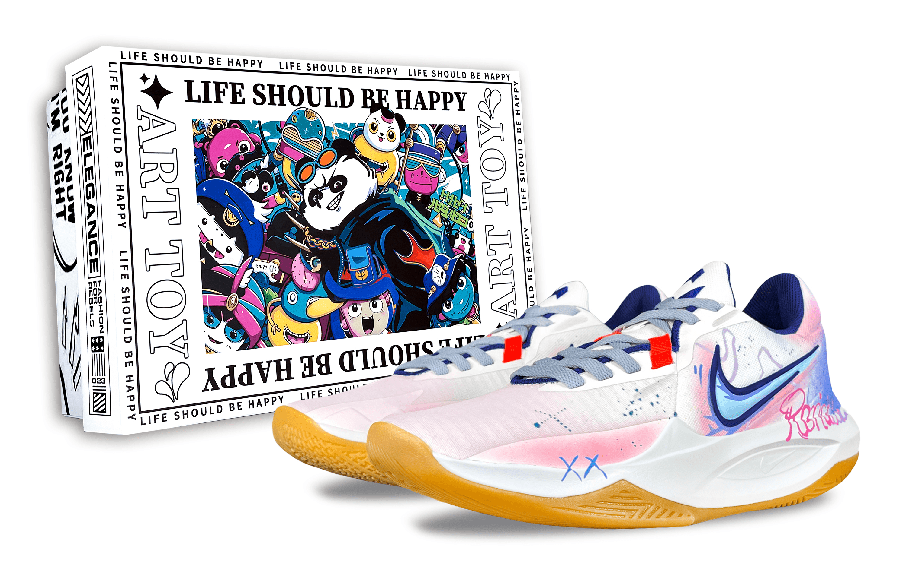 Custom Sneakers Nike Precision 6 Illusion Dream Chasing Gradient Trendy Fashion Simple Youth Special Packaging Cushioned Non-Slip Wear-Resistant Low-Top Basketball Shoes Men's Blue Pink