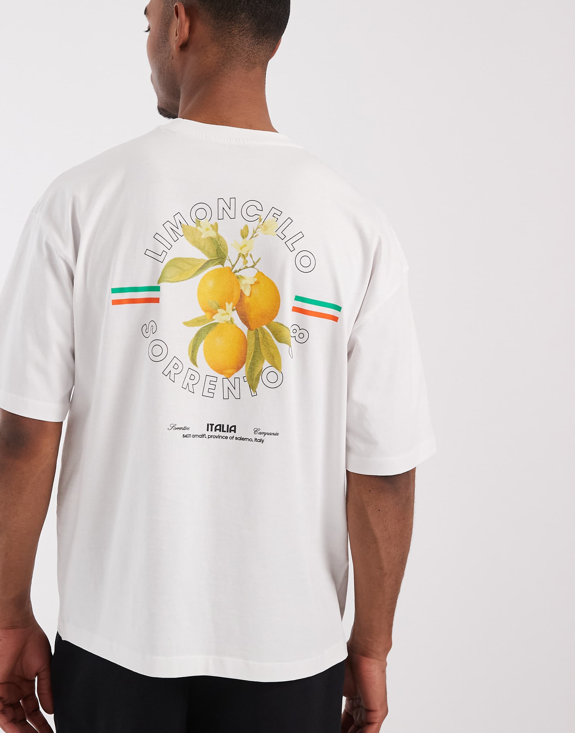 ASOS DESIGN oversized T-shirt with limoncello print in white