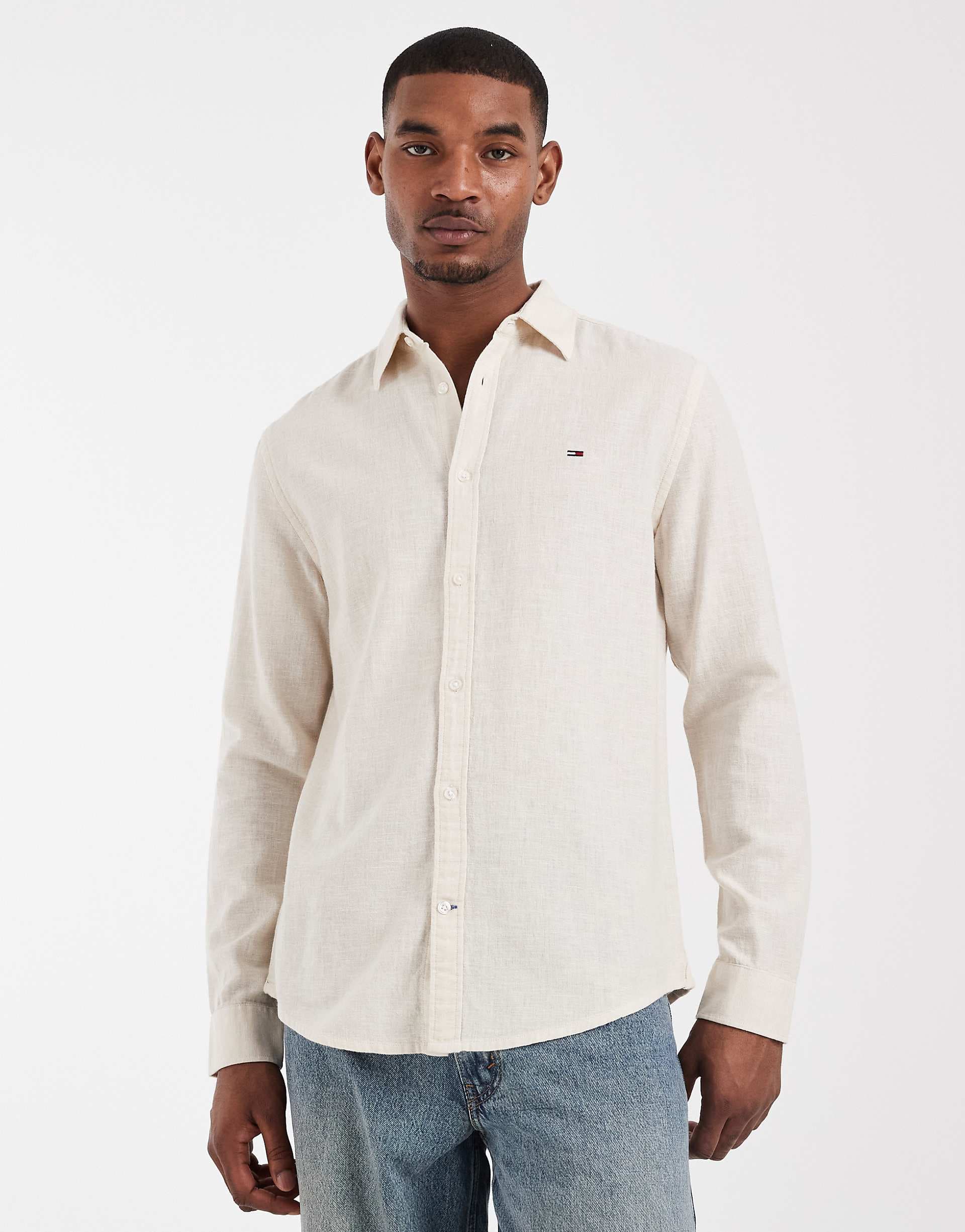 Tommy Jeans linen blend shirt in beige