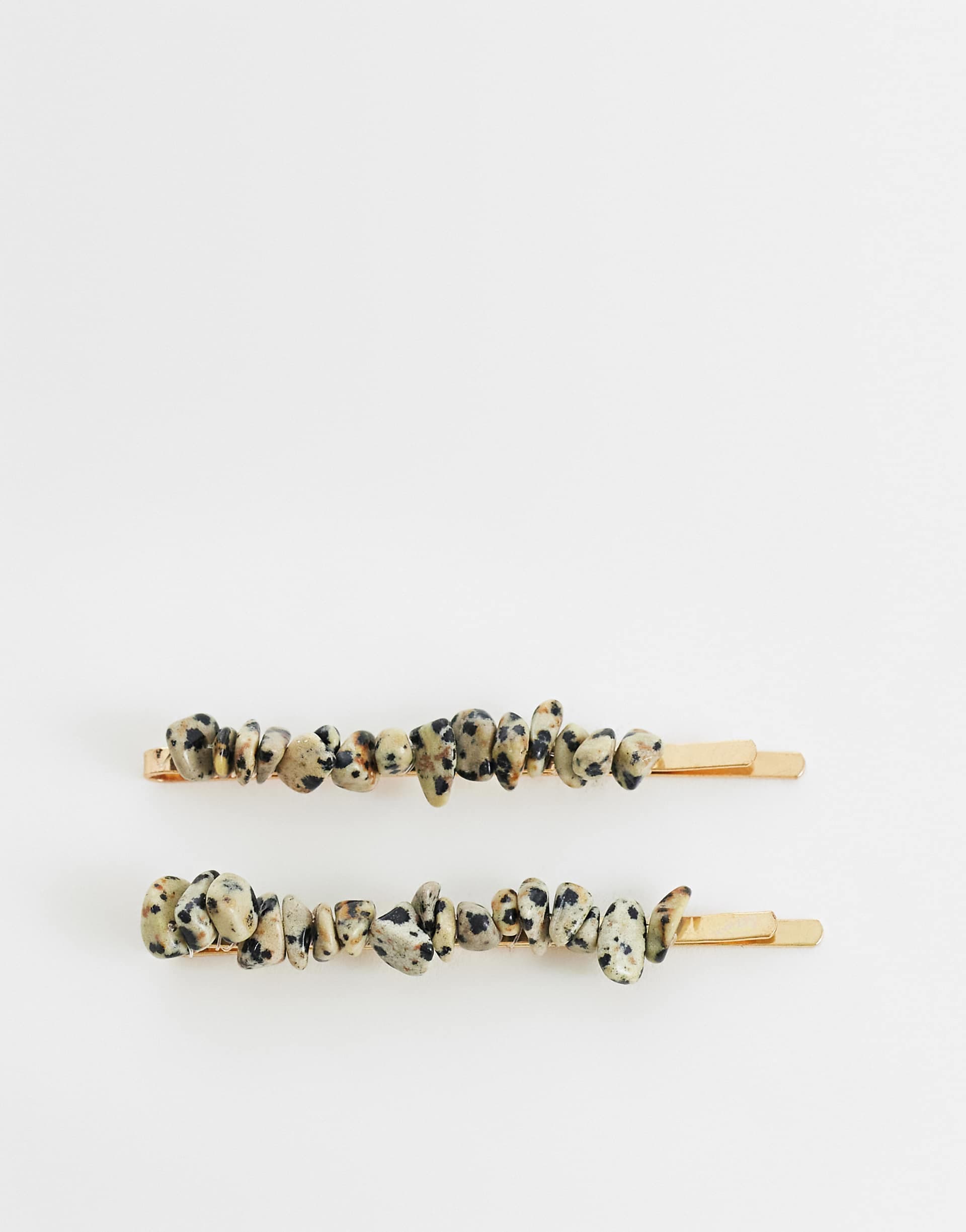 DesignB London pack of 2 chipped natural stone hair clips