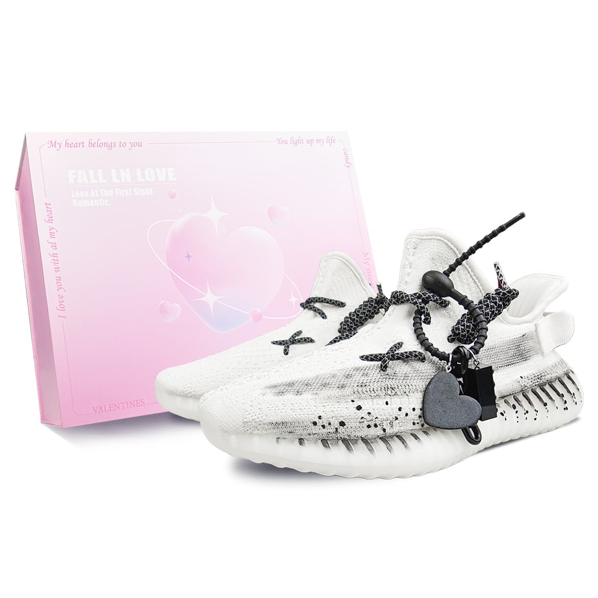 Custom Sneakers adidas originals Yeezy Boost 350 V2 Travel Through Time Trendy Retro High Street Gift Box Low-Top Casual Shoes Unisex White Grey