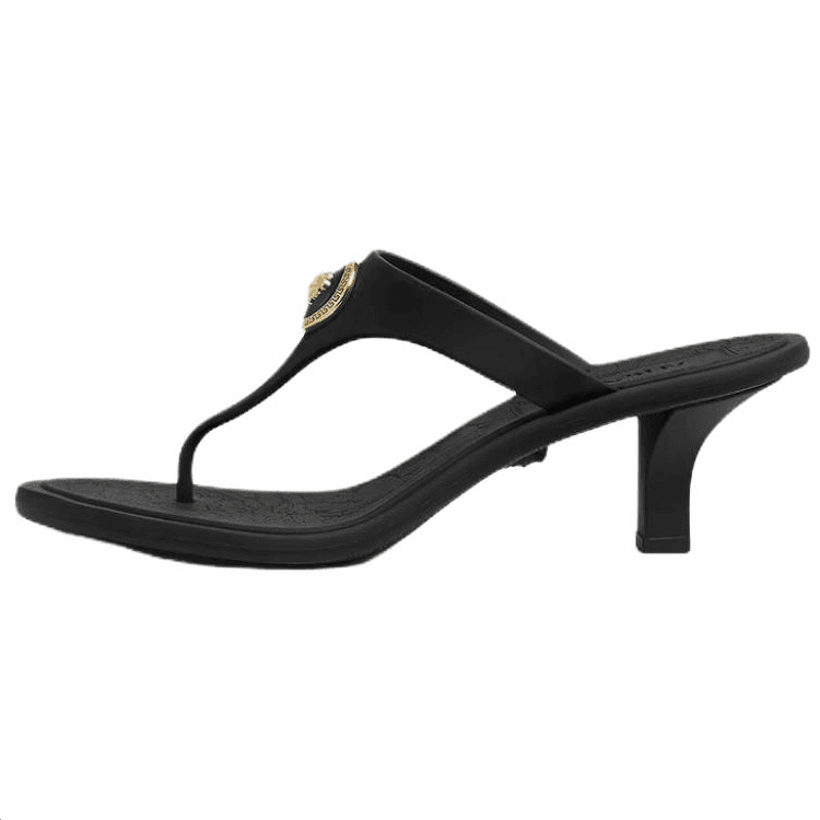 VERSACE Alias Round Toe High Heel Flip Flop Sandals Women's Black