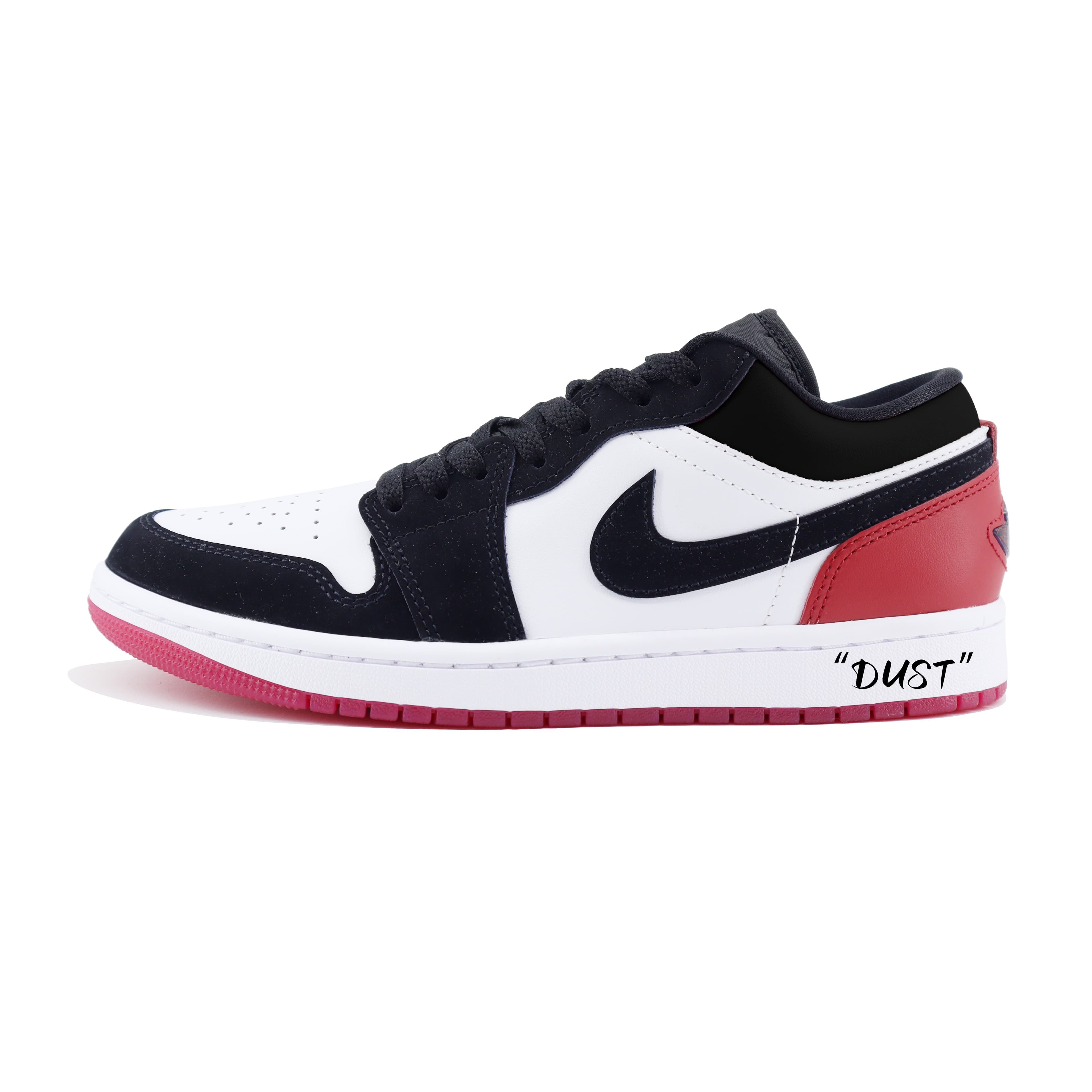 Jordan Air Jordan 1 Custom 'White Black Gym Red' Casual Comfortable Versatile Slip-Resistant Wear-Resistant Low-Top Retro Basketball Shoes Unisex Black Red