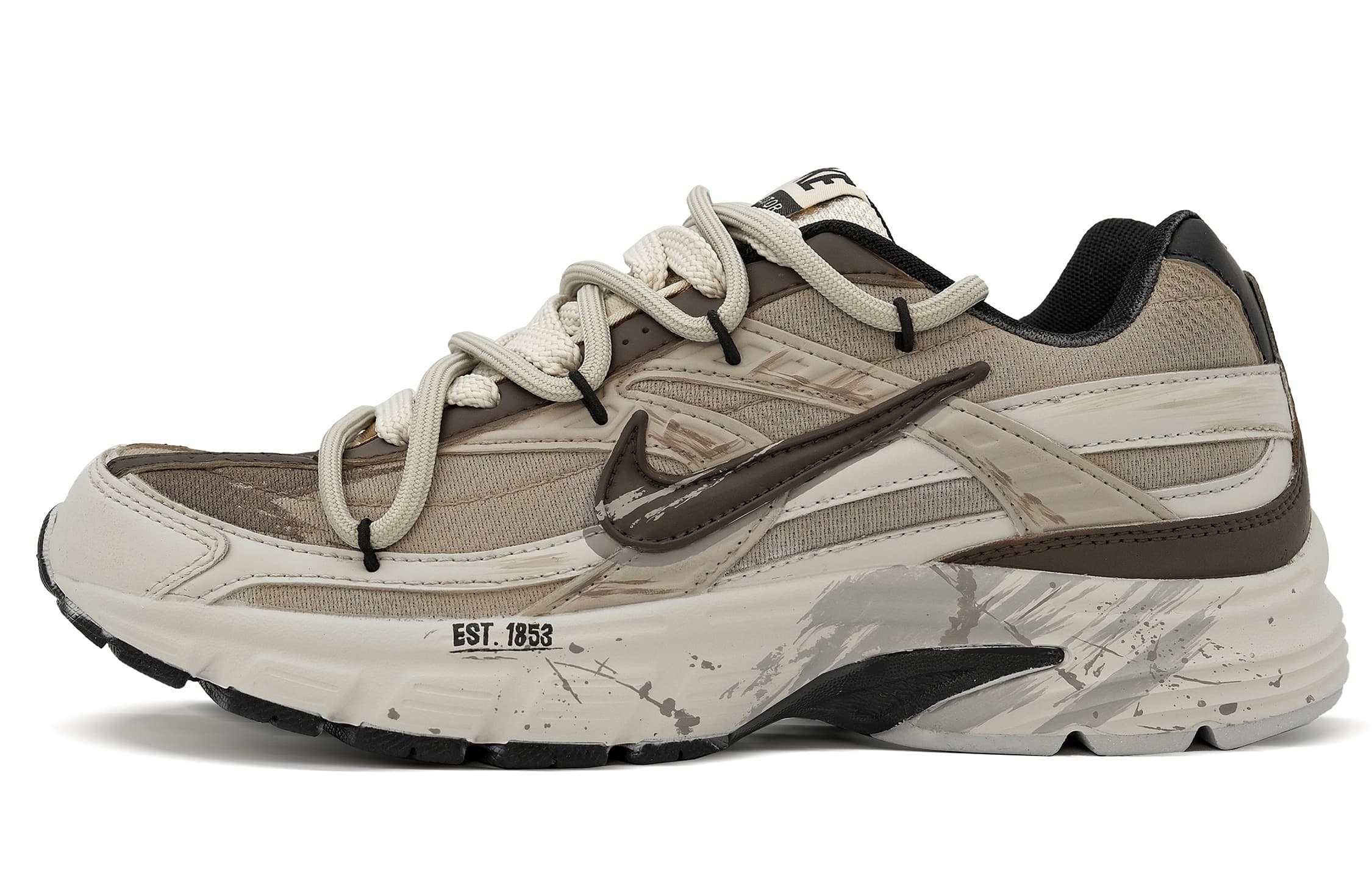 Custom Nike Initiator 'Hare' Graffiti Distressed Retro Low-Top Running Shoes Men's Brown