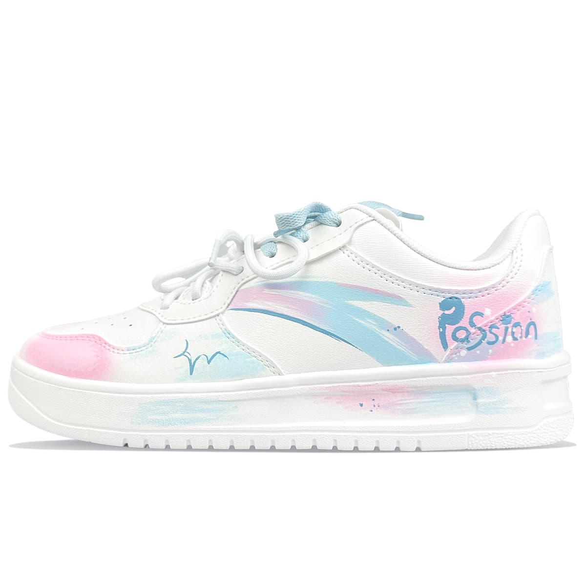 Custom Sneakers Anta BNK Dream Storm Passion Hand-Drawn Graffiti Personality Trend Simple Niche Wear-Resistant Height-Increasing Slip-Resistant Low-Top Skate Shoes Men's White Pink Blue