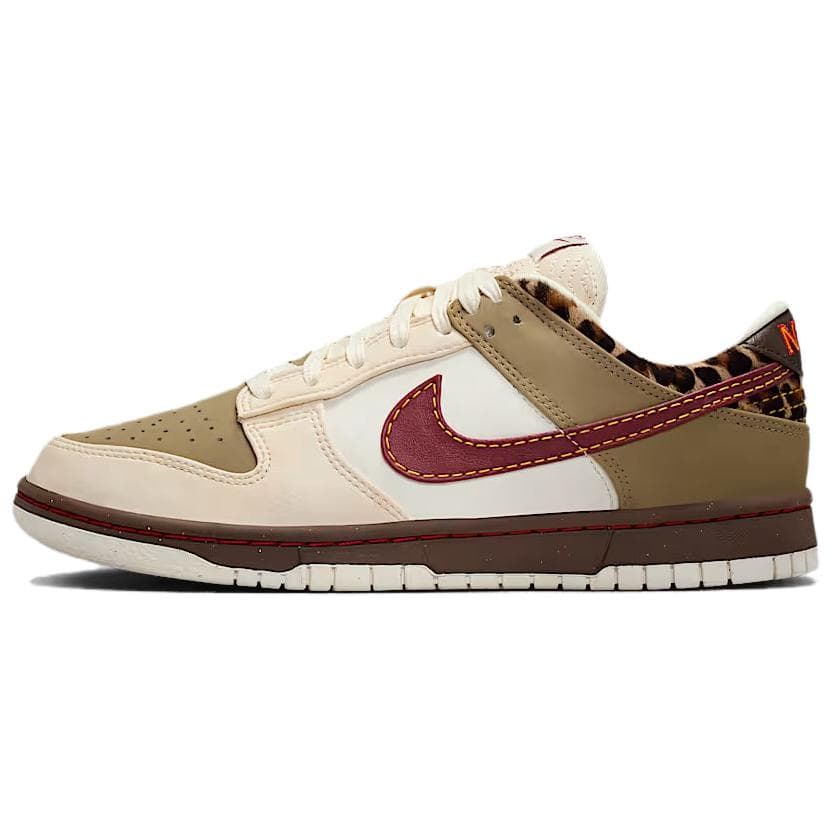 Nike Dunk Low Retro Classic Comfortable Low-Top Sneakers Women's Beige Red