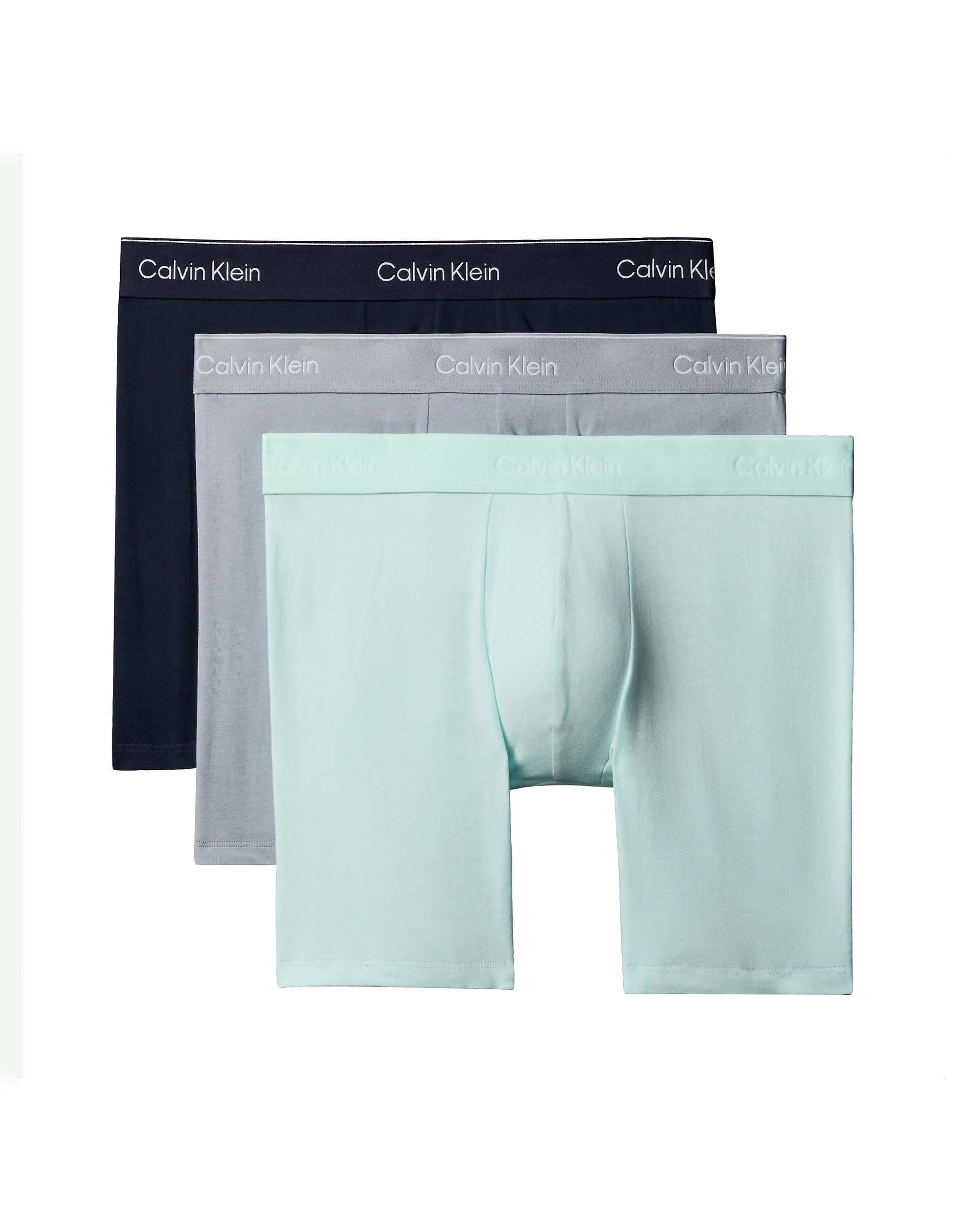 Calvin Klein Icon Cotton Stretch 3 pack boxer briefs in navy/gray/aqua