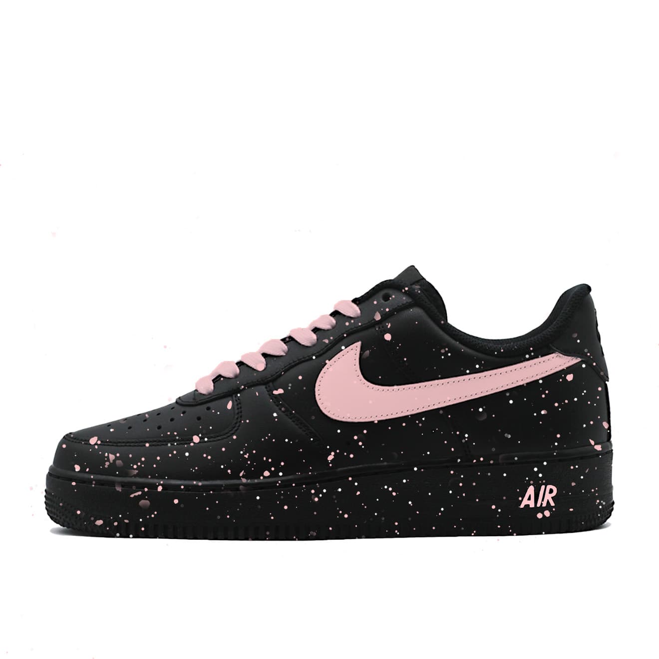 Custom Sneakers: Nike Air Force 1 'Cherry Blossom Ink' Low-Top Sneakers Unisex Black Pink