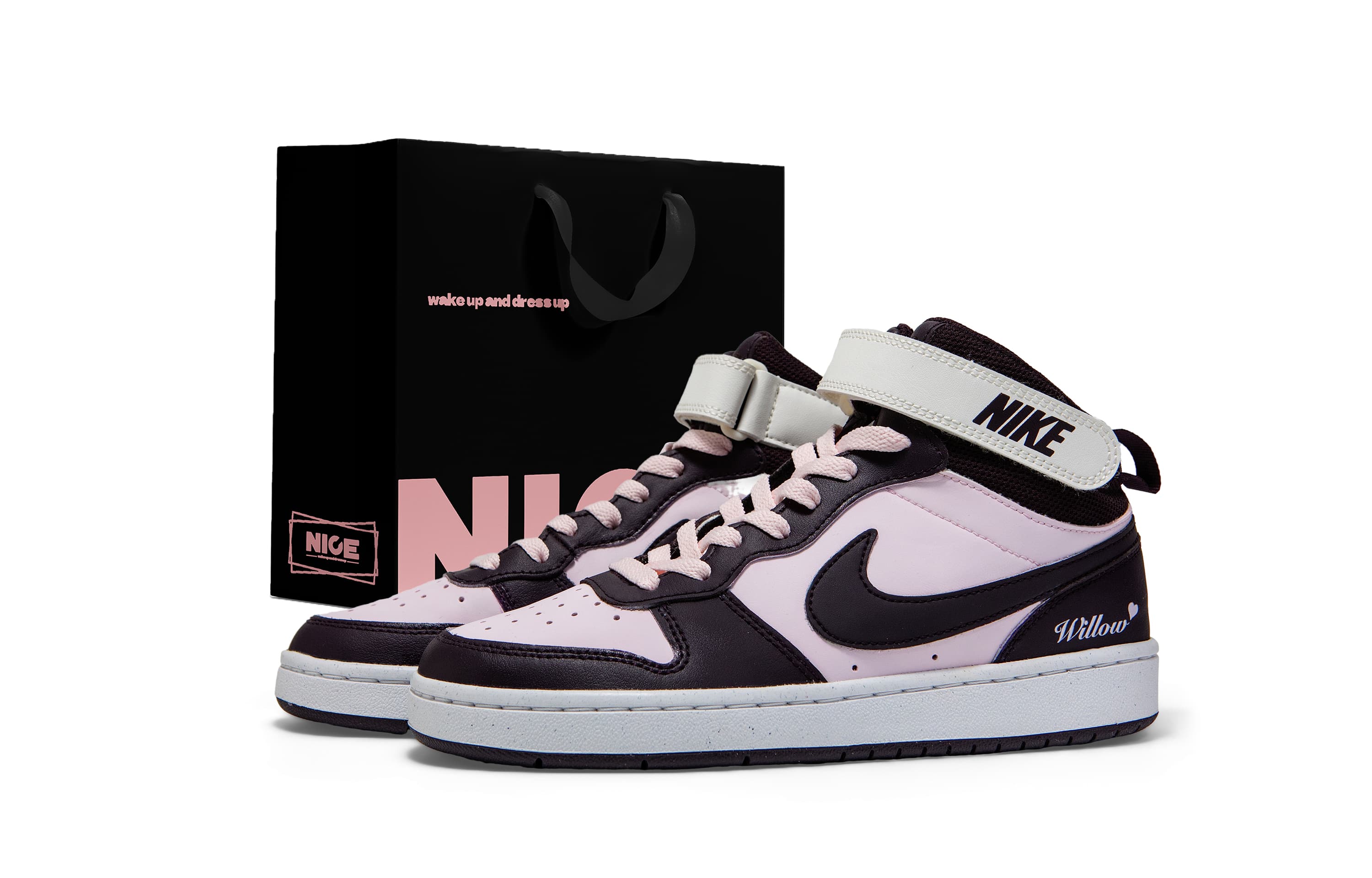 Custom Sneakers Nike Court Borough 2 Gift Bag Edition Peach Oolong Couple Style Year of the Horse CNY Autumn Winter Commute Sweet Cool Vibe GS Wear-Resistant Breathable Mid-Top Skate Shoes Women's Pink