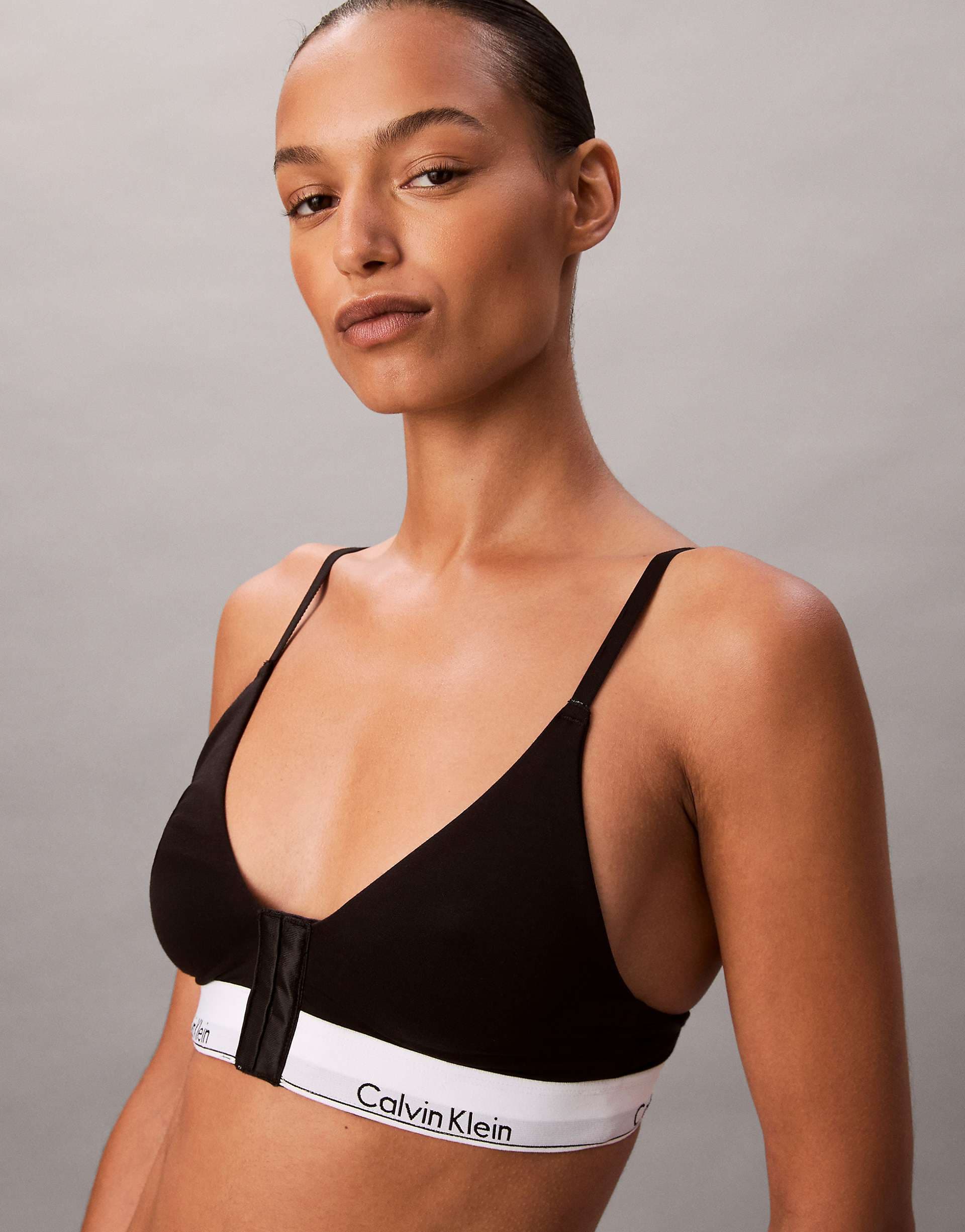 Calvin Klein Icon Cotton Modal lightly lined post surgery triangle bra in black