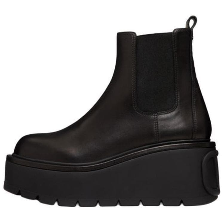 Valentino Uniqueform GARAVANI Leather Thick Sole Casual Short-Cut Chelsea Boots 8.5cm Women's Black
