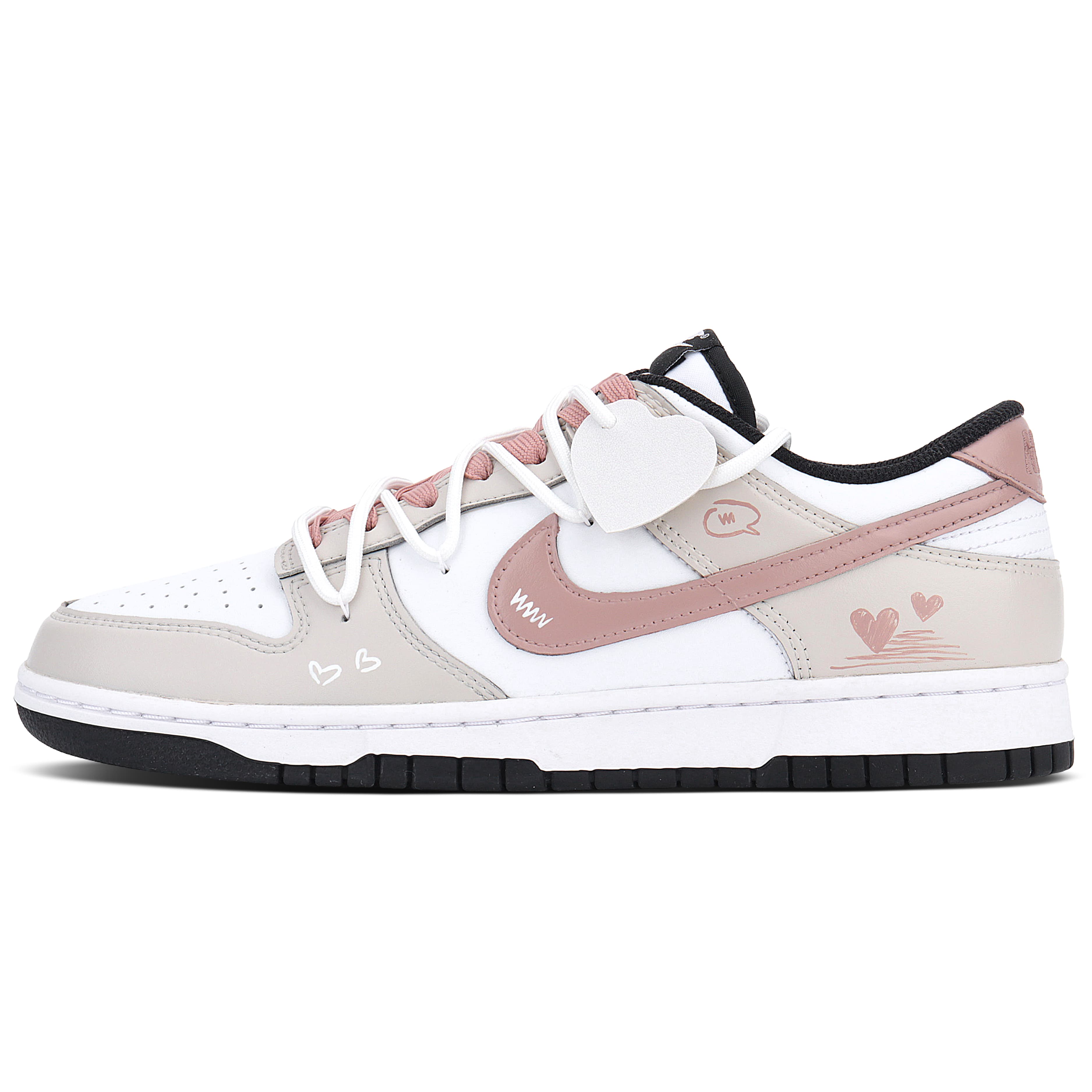 Custom Sneakers Nike Dunk Cream Mist Confession OOTD Valentine's Day Gift Limited Dopamine Dressing Seasonal Atmosphere Year of the Horse CNY Sweet Girl Youthful Heartbeat Versatile Cushioned Anti-Slip Low-Top Skate Shoes Women's Cream White