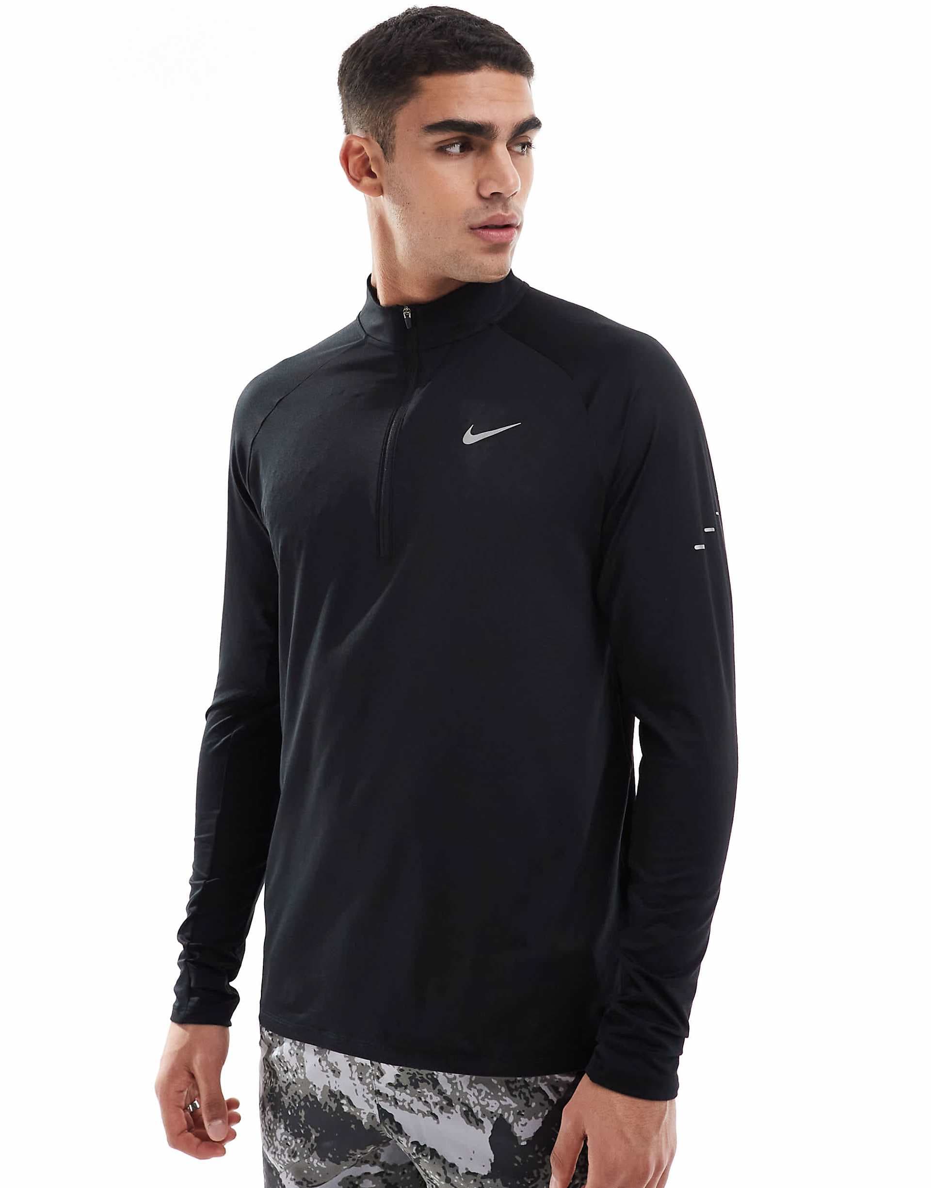 Nike Running Stride half zip sweatshirt in black