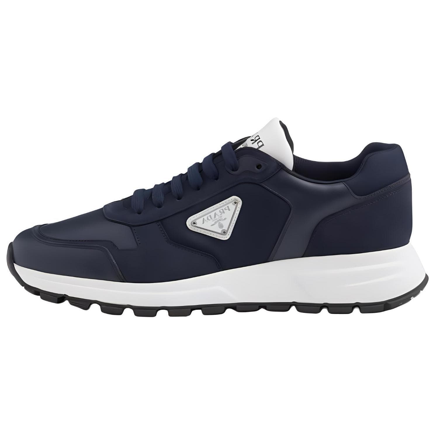PRADA Leather Versatile Comfort Round Toe Low-Top Lifestyle Shoes Men's Blue