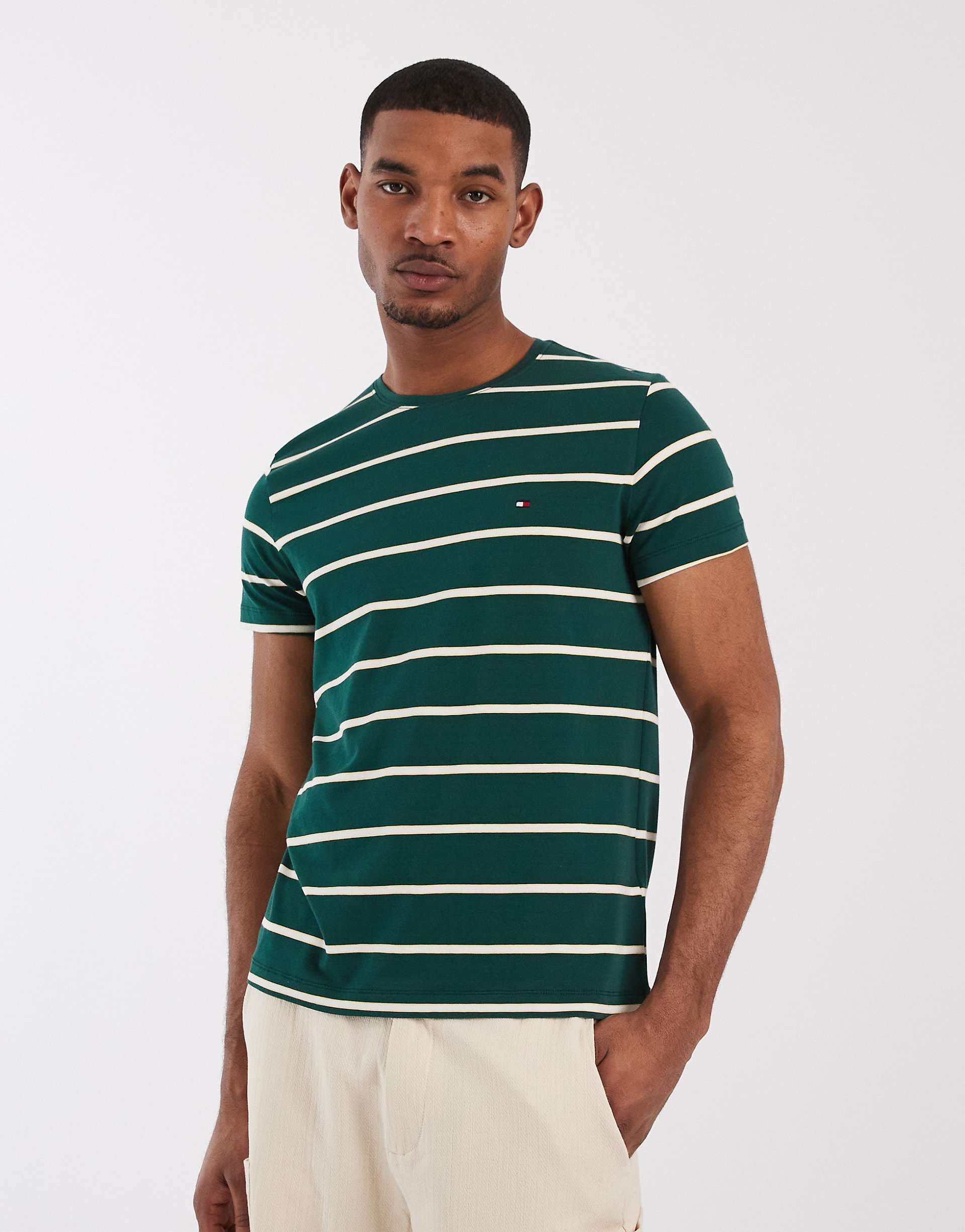 Tommy Hilfiger striped slim fit t-shirt in green