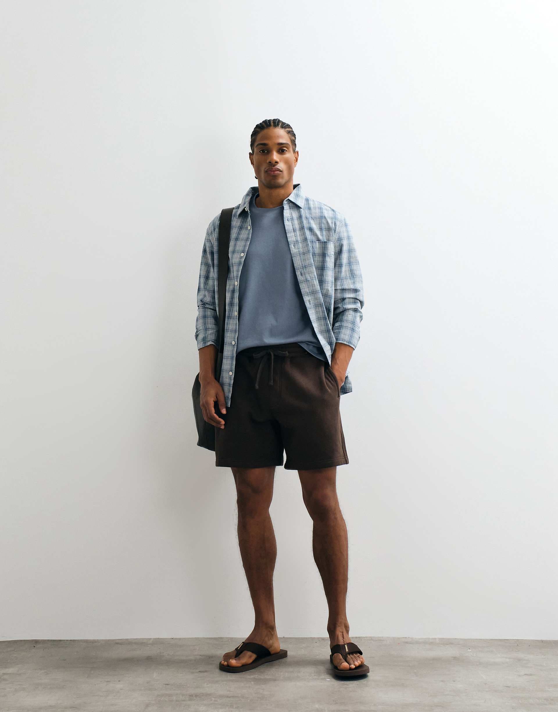 Hollister jersey shorts with side graphic in brown