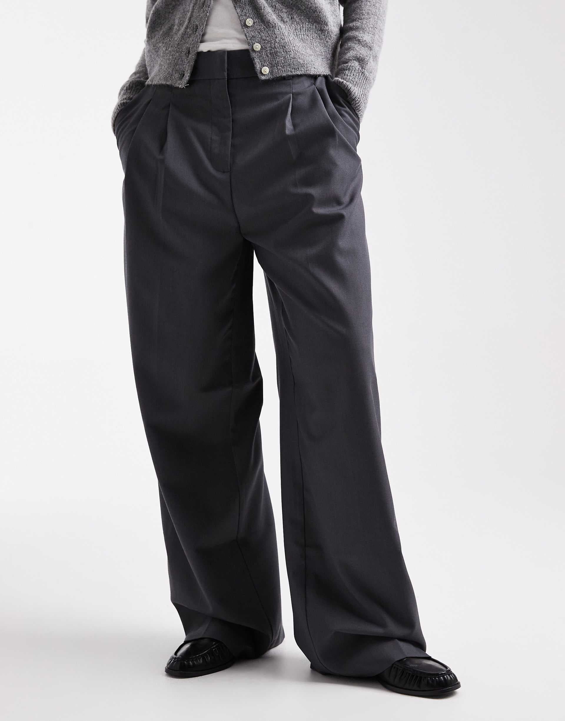 Vero Moda dad fit tailored pants in medium gray