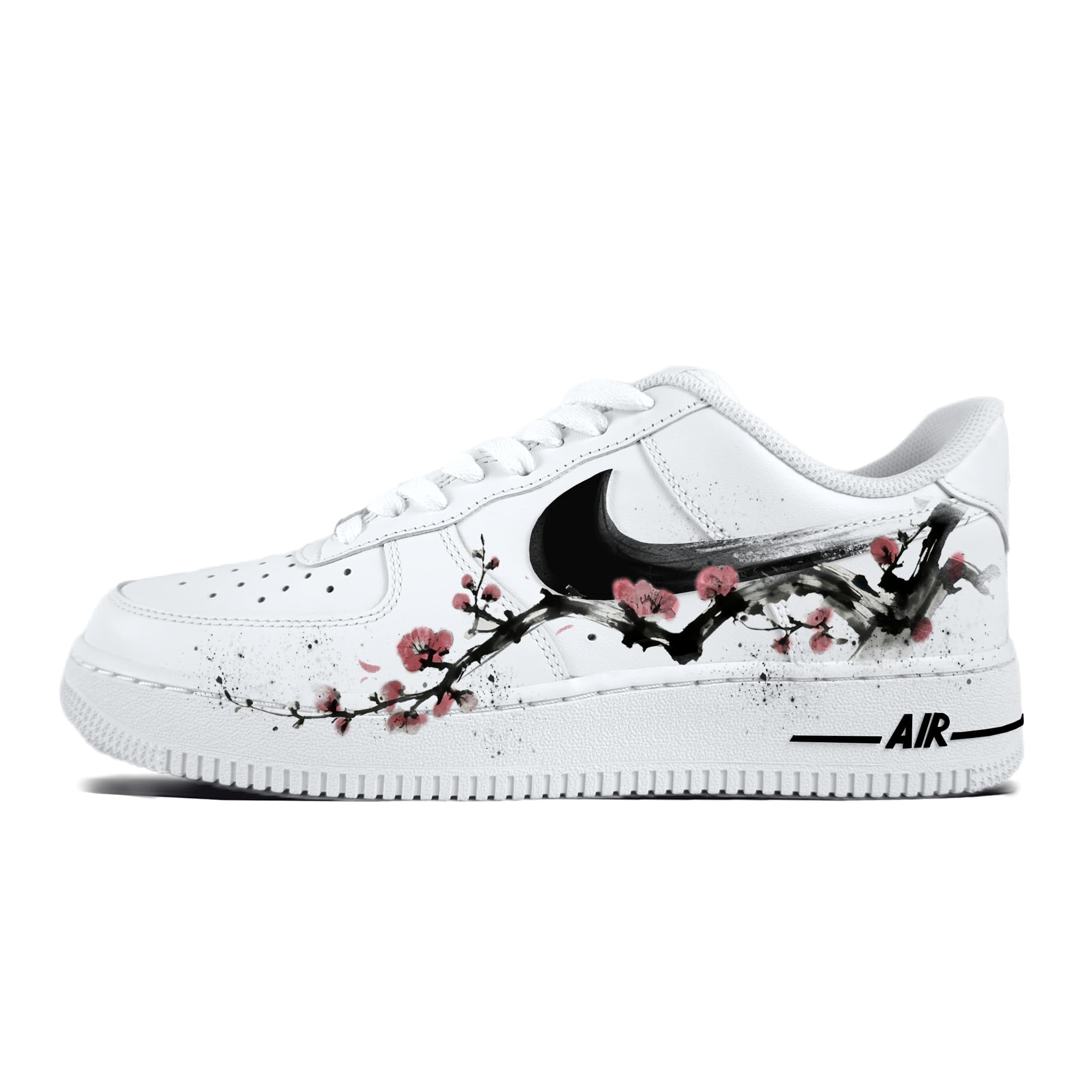 Custom Sneakers Nike Air Force 1 'Wintersweet Greets Spring' Niche Street Fashion Preppy Chinese Style Trendy Hand-Painted Casual Versatile Cushioned Wear-Resistant Sneakers Unisex White