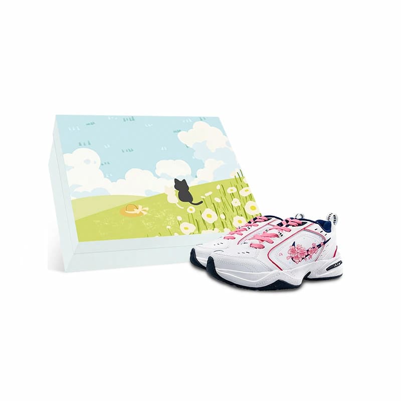 Nike Air Monarch 4 Anti-Slip Wear-Resistant Low-Top Chunky Sneakers Unisex White Pink
