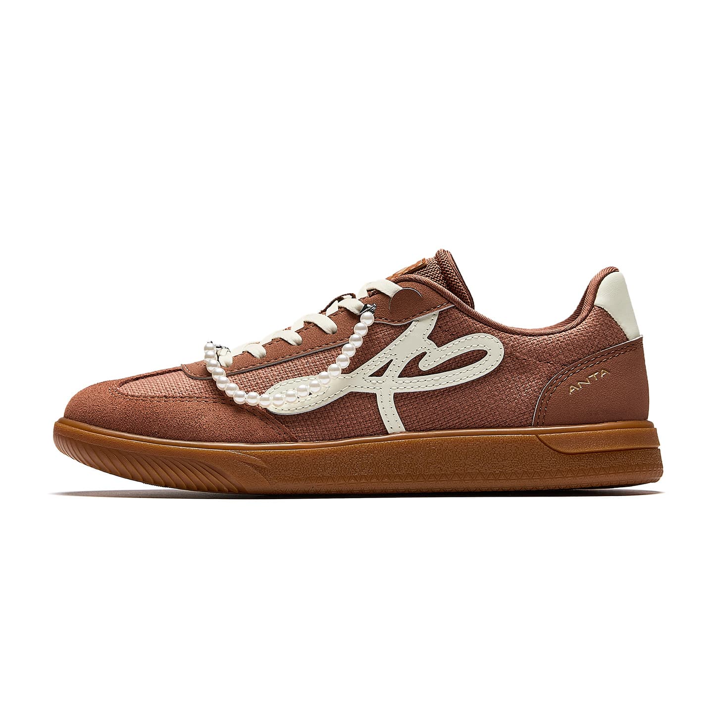 Anta 'Ballet' Ballet Style Classic Thin-Sole German Training Sneakers Trendy Versatile Wear-Resistant Anti-Slip Low-Top Casual Shoes Women's Chestnut Brown/Burlap Grey