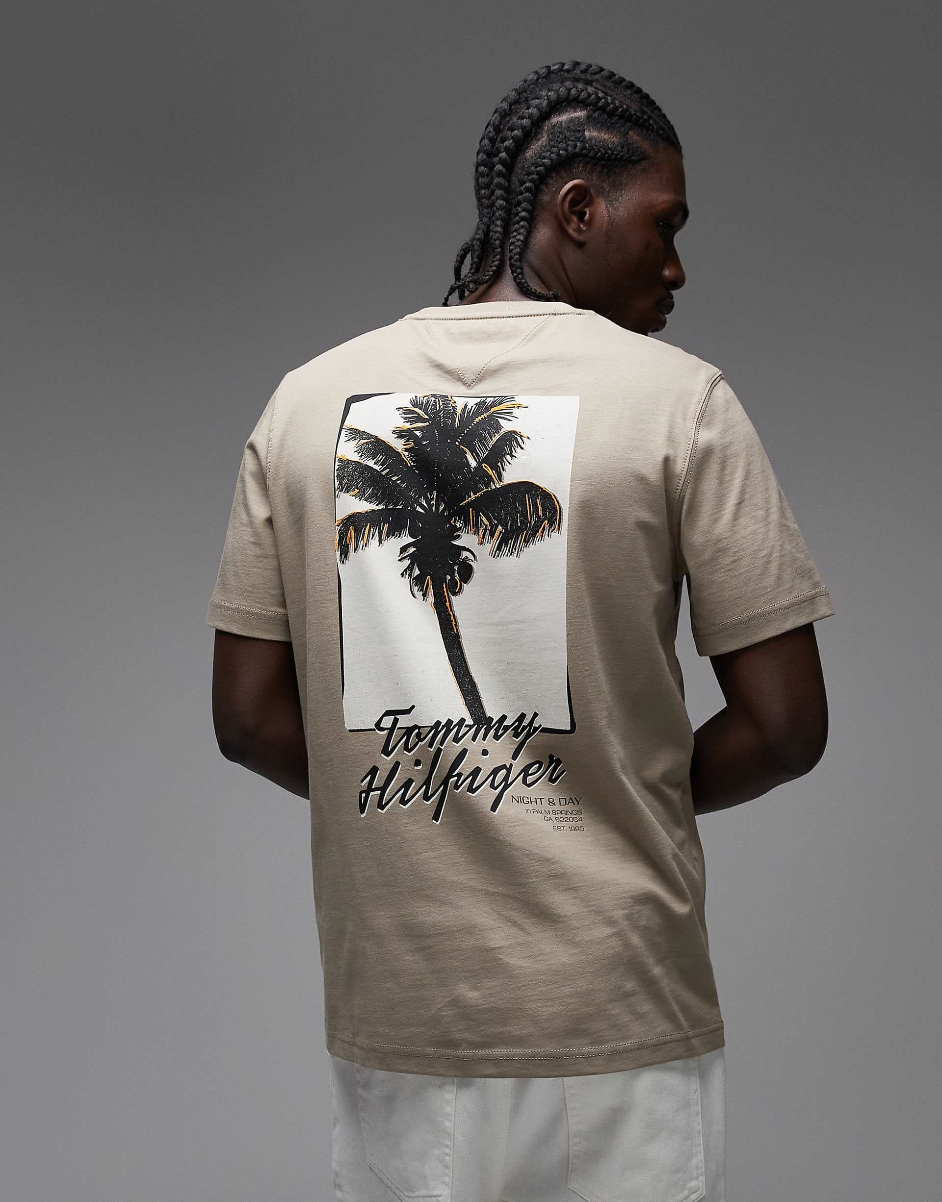 Tommy Hilfiger palm photo print t-shirt in stone