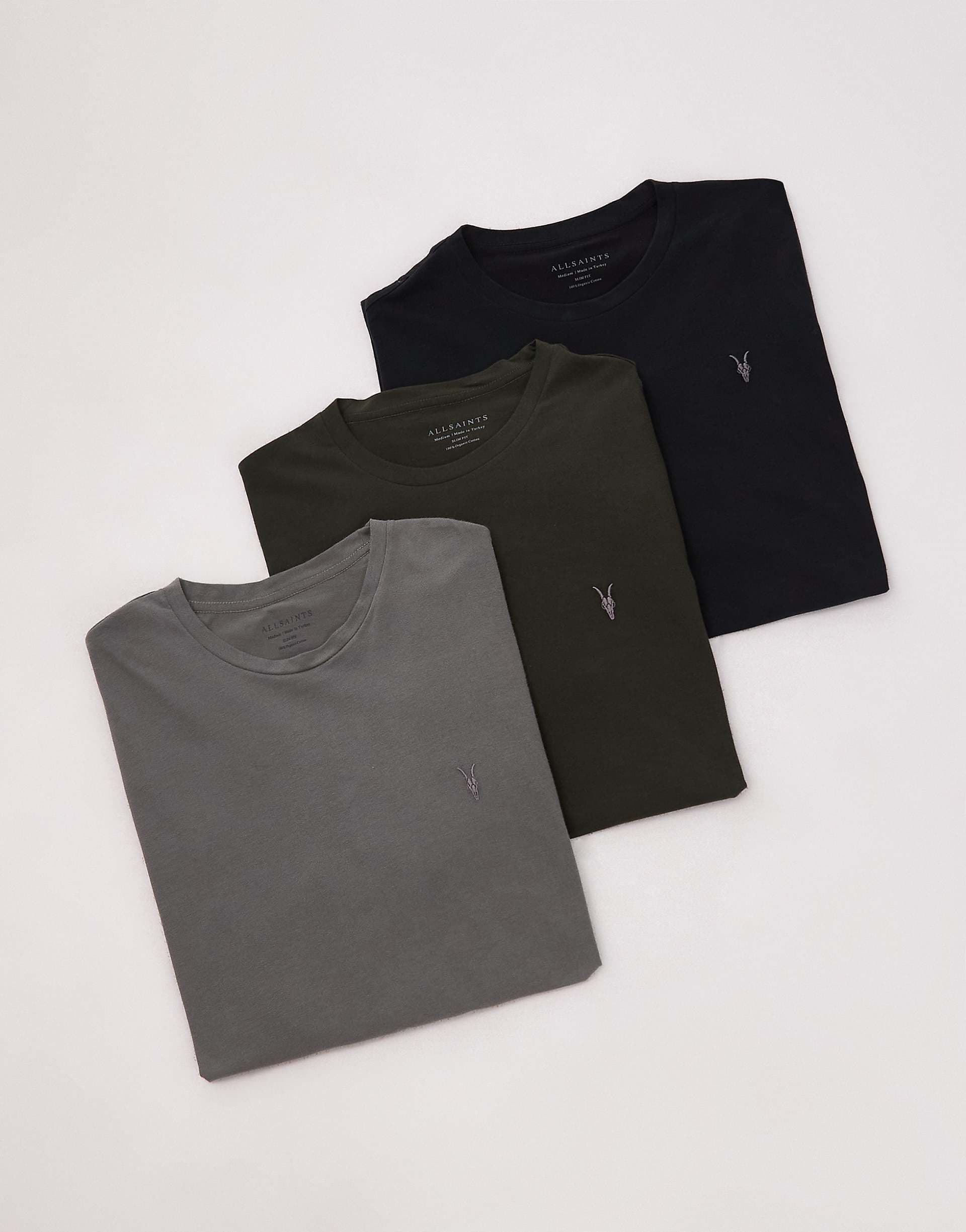 AllSaints Brace T-shirt in khaki / black / green