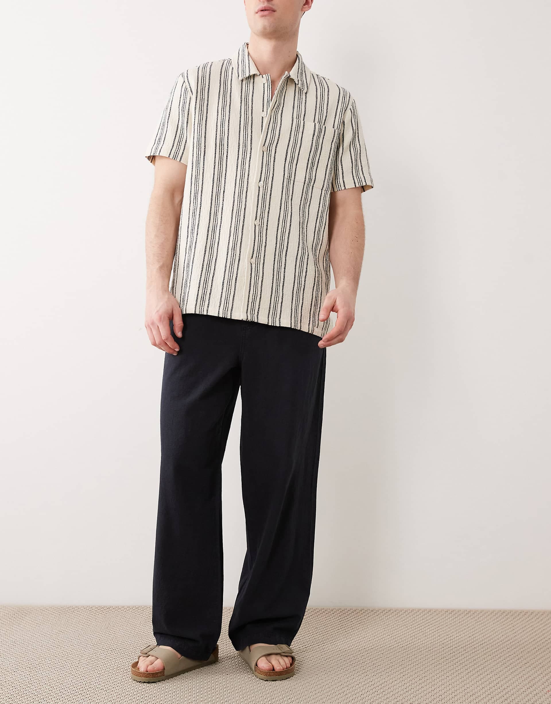 ASOS DESIGN loose fit textured pants in black - part of a set