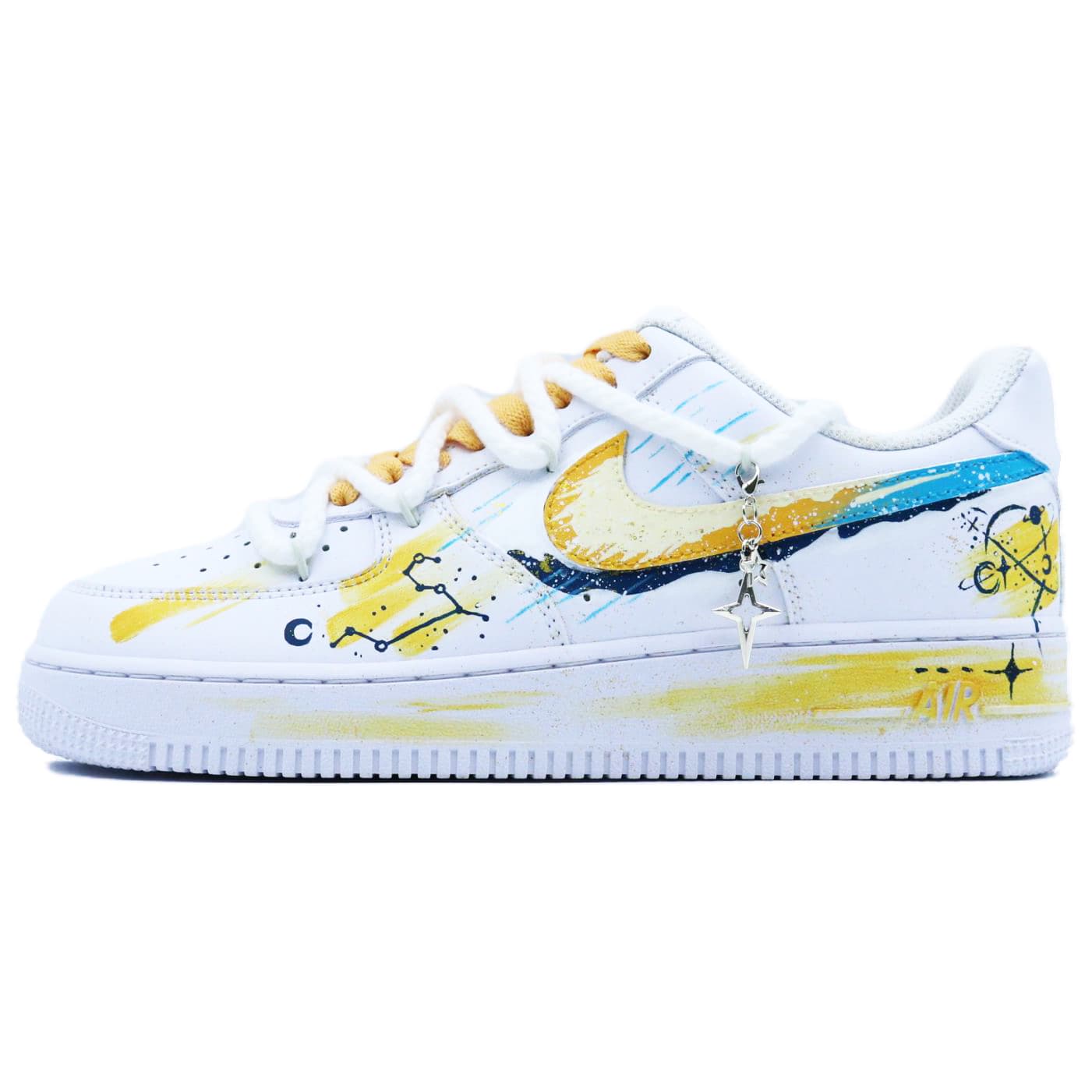 Nike Air Force 1 Anti-Slip Wear-Resistant Low-Top Skateboard Shoes Unisex Yellow White