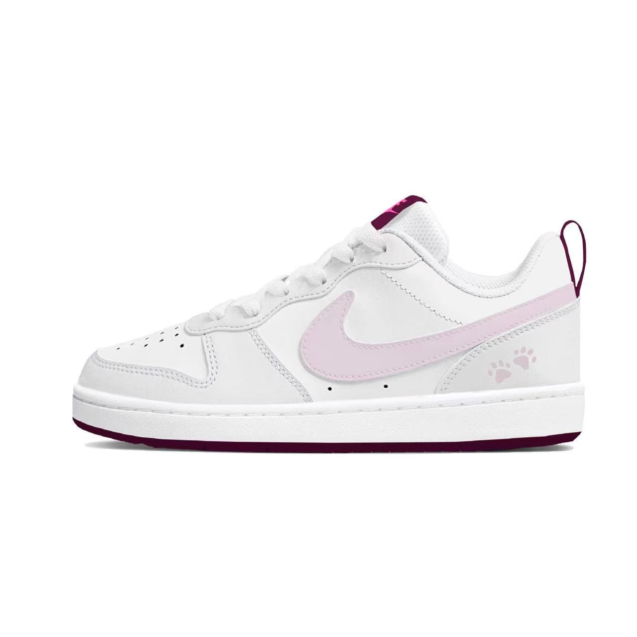 Custom Sneakers Nike Court Borough Strawberry Sea Salt Leather Fresh Simple Cute Sweet Fashion Couple Campus Style Squeaky Anti-Slip Low-Top Skate Shoes Women's White Pink