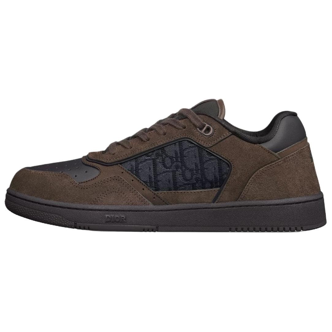 DIOR B27 Uptown Split Leather Calfskin Round-Toe Lace-Up Low-Top Skate Shoes Men's Brown