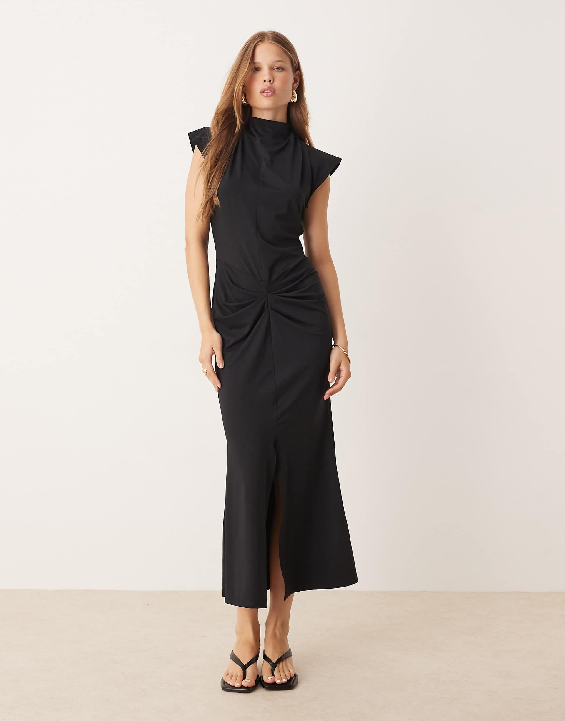 ASOS DESIGN premium drape front midi dress