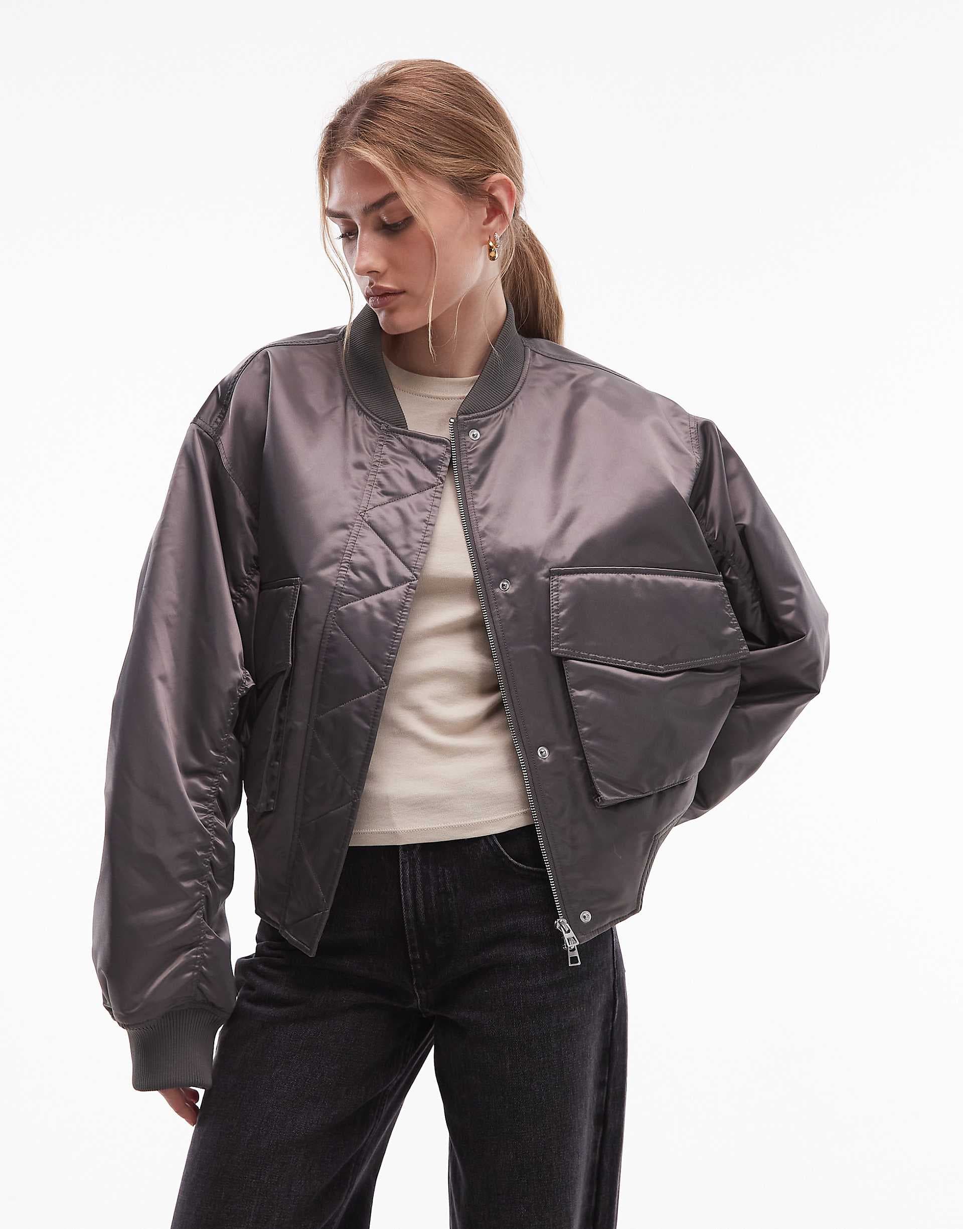 & Other Stories bomber jacket in dark gray