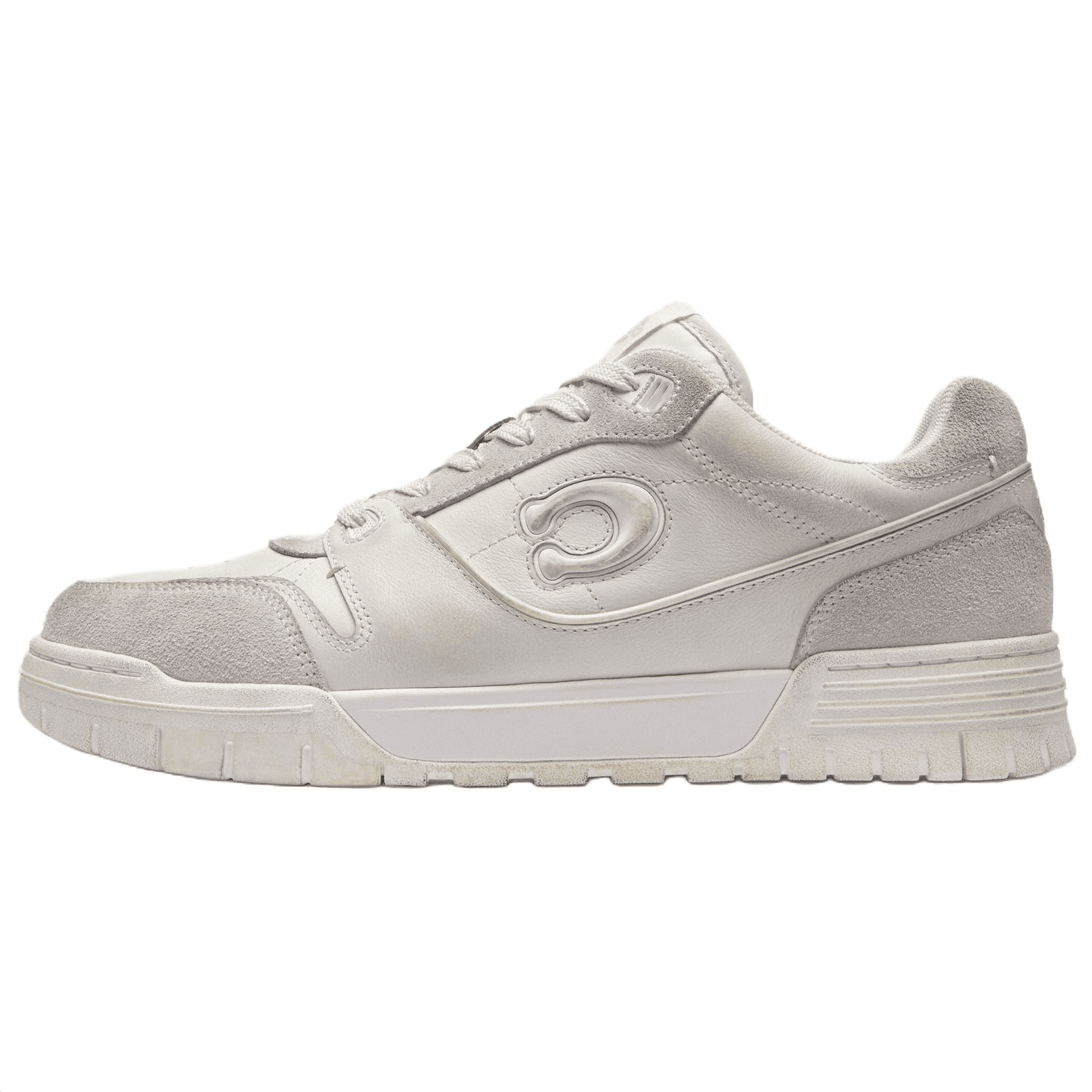 COACH Soho Cow Leather Distressed Sneakers Low-Top Skate Shoes Men's White