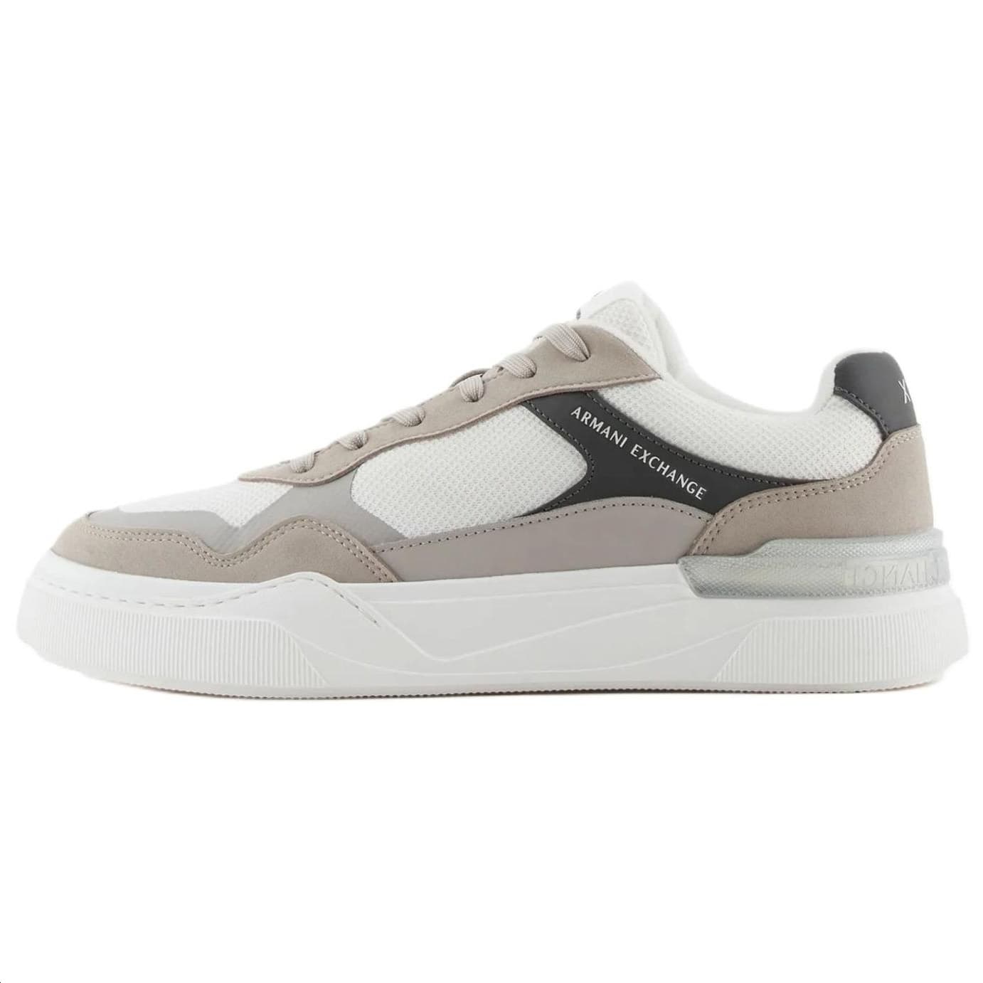 ARMANI EXCHANGE AE Round Toe Lace-Up Low-Top Skate Shoes Men's White