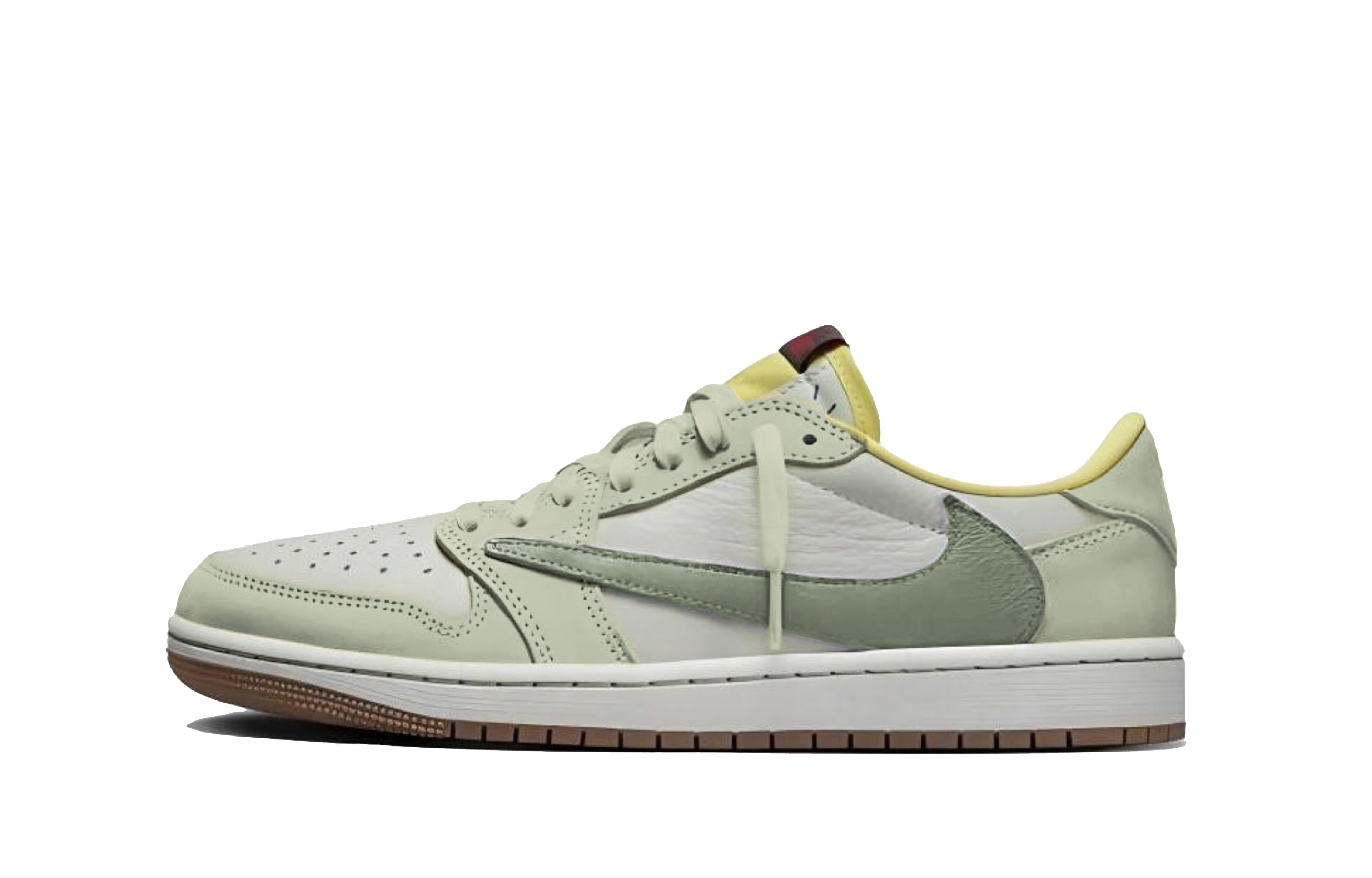 【Custom Sneakers】 Travis Scott x Jordan Air Jordan 1 Fresh Versatile Lucky Charm Non-Slip Wear-Resistant Low-Top Retro Basketball Shoes Unisex Green