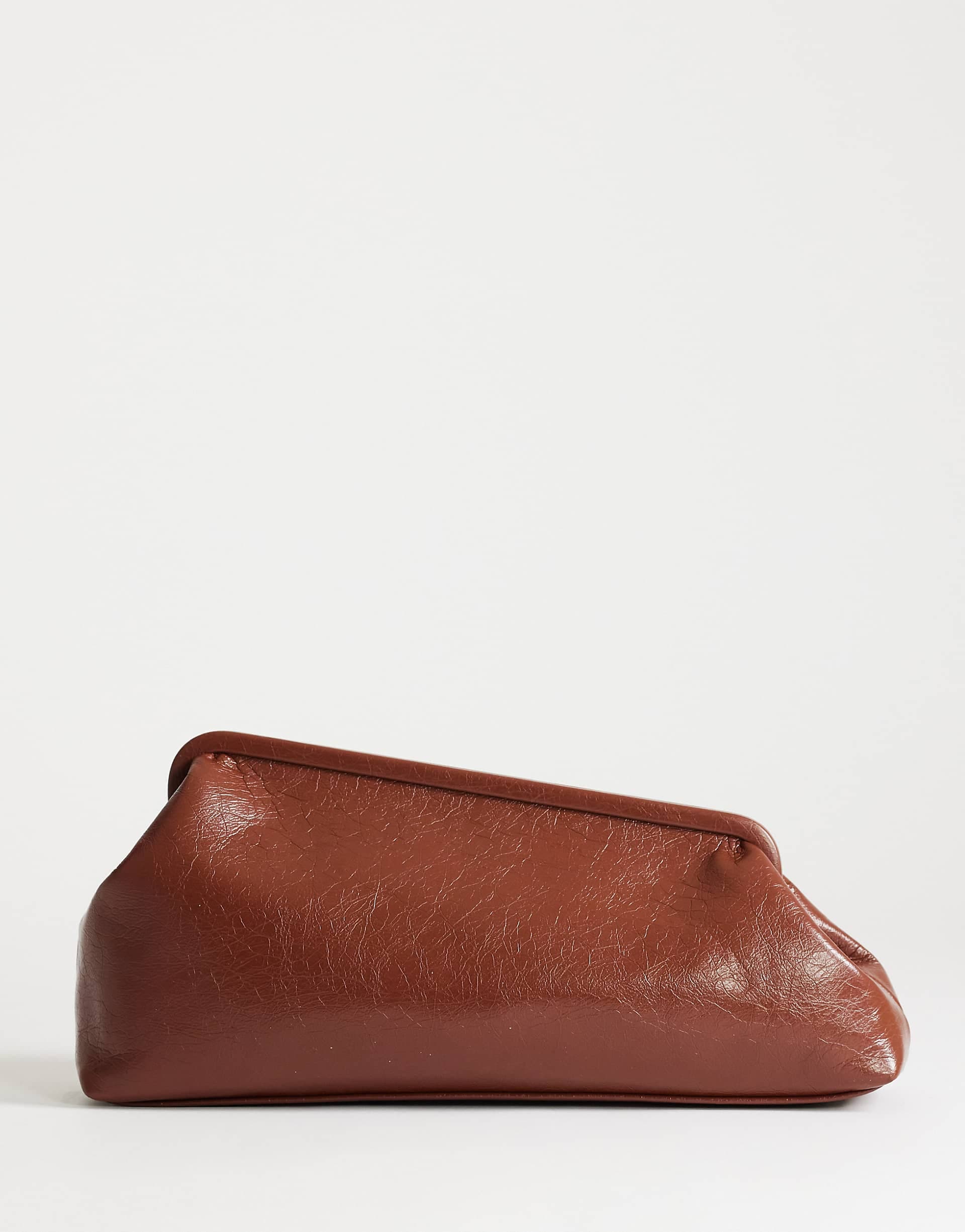 Topshop Anna medium angular clutch purse in tan