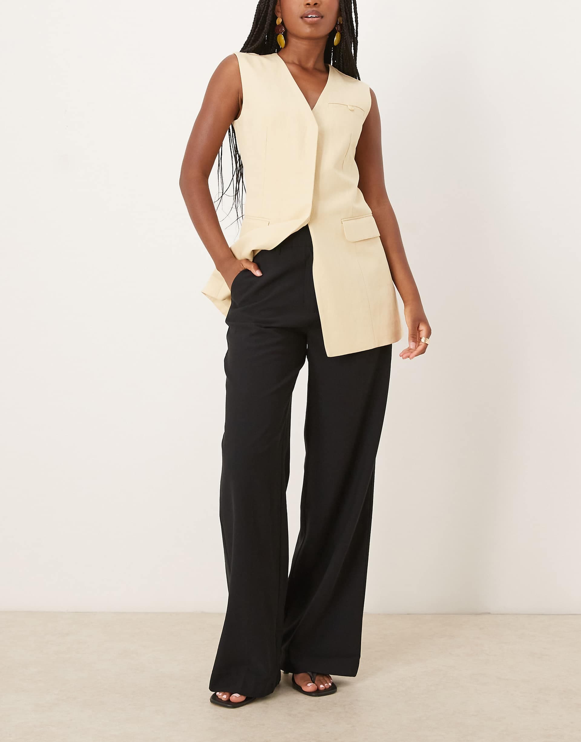 Mango straight pleat front tailored pants in khaki