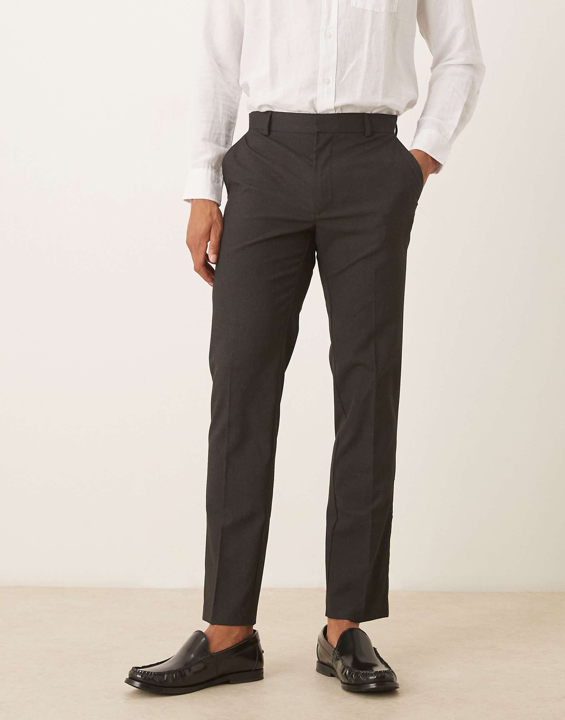 ASOS DESIGN slim dressy pants in charcoal