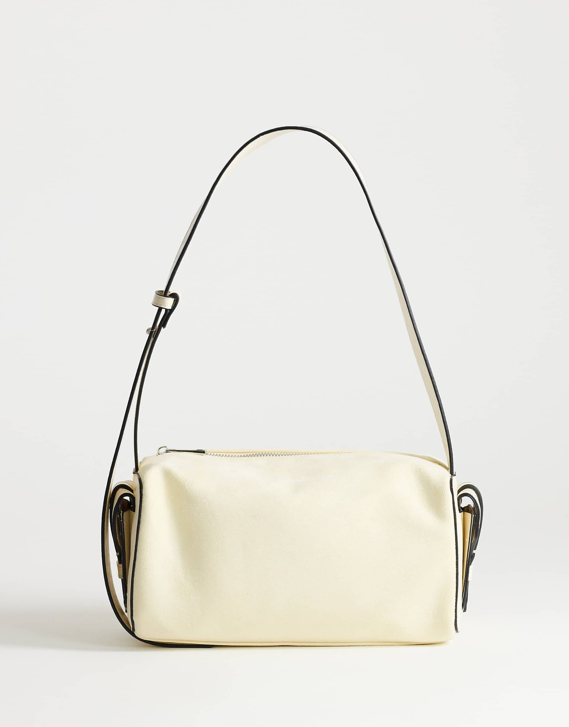 Topshop Sabrina medium suedette shoulder bag with pockets in cream