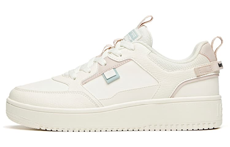 ANTA Life Collection Skateboard Shoes Women's Low-Top Ivory White/Lotus Grey