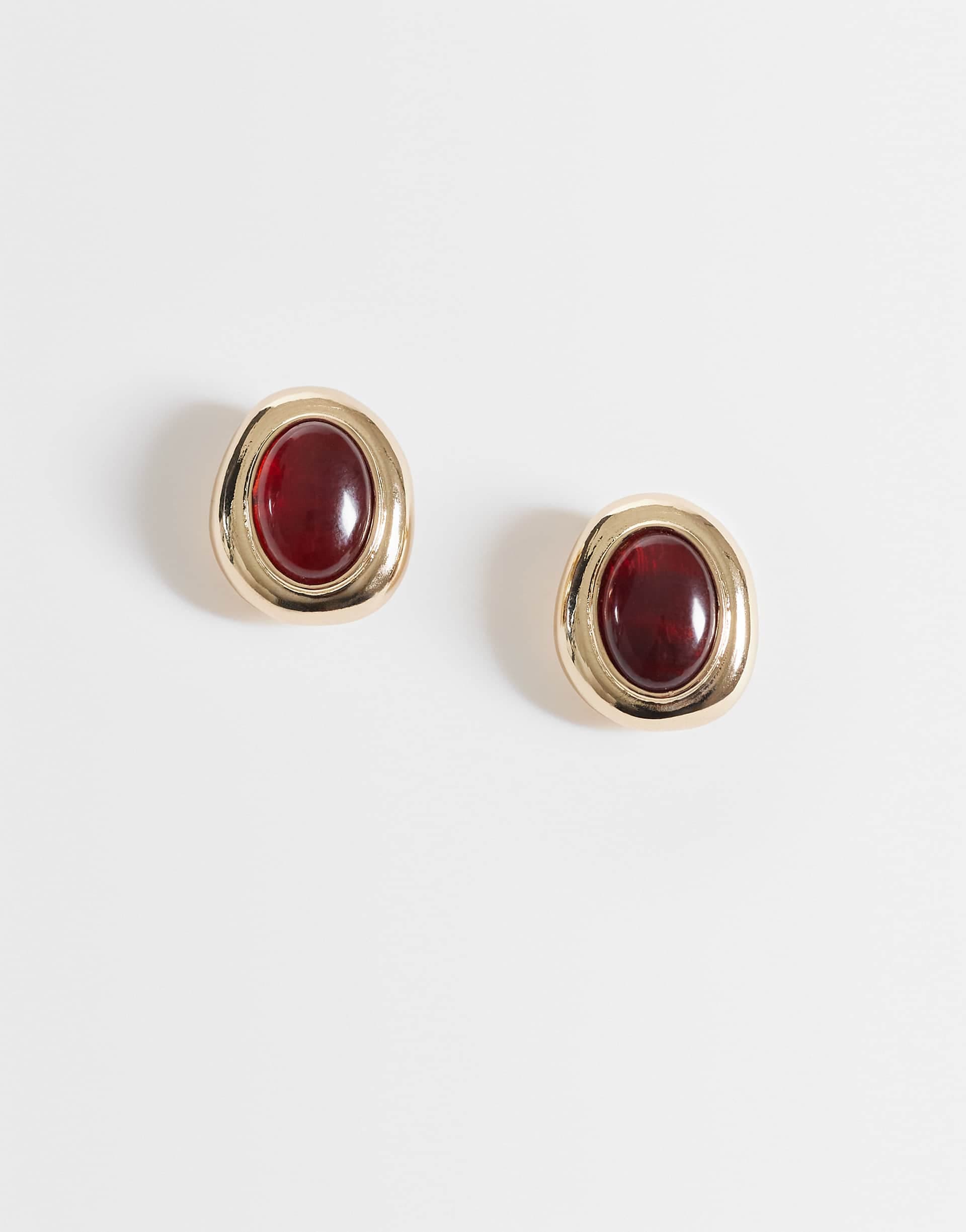 Accessorize brown faux stone vintage look earrings in gold tone