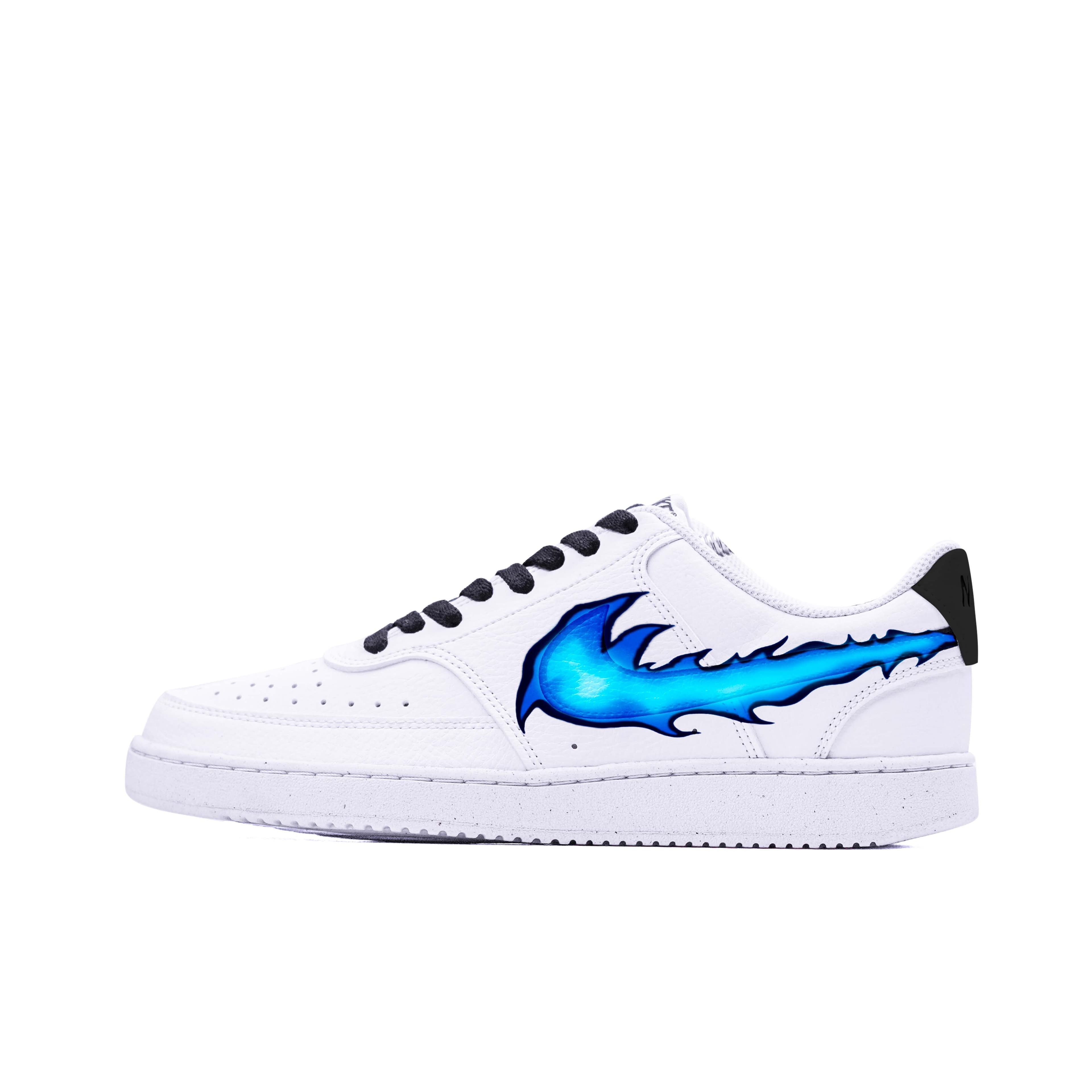 Nike Court Vision 1 Skateboard Shoes Men Low-Top White Black Blue