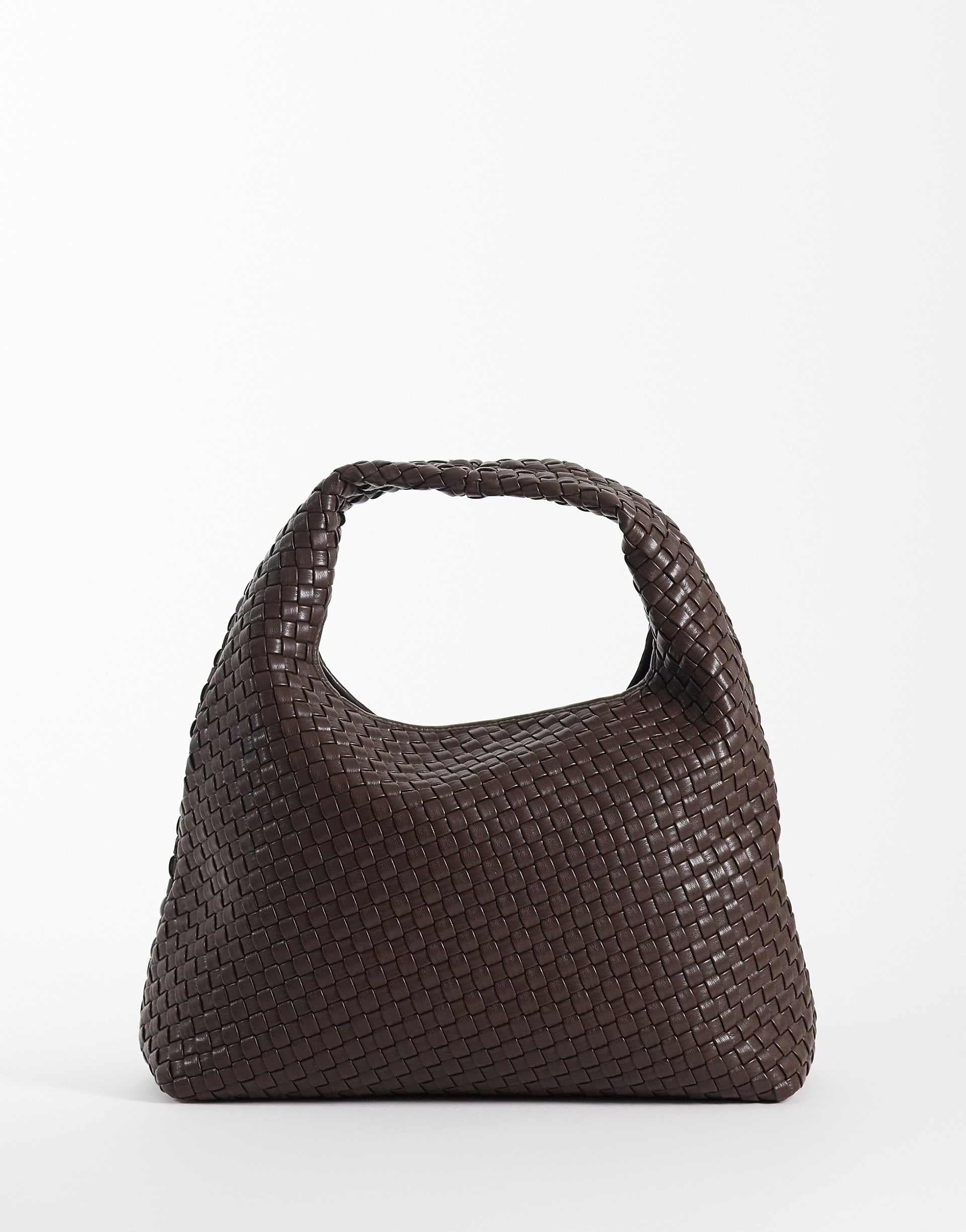 JW PEI Laura woven shoulder bag in mocha brown