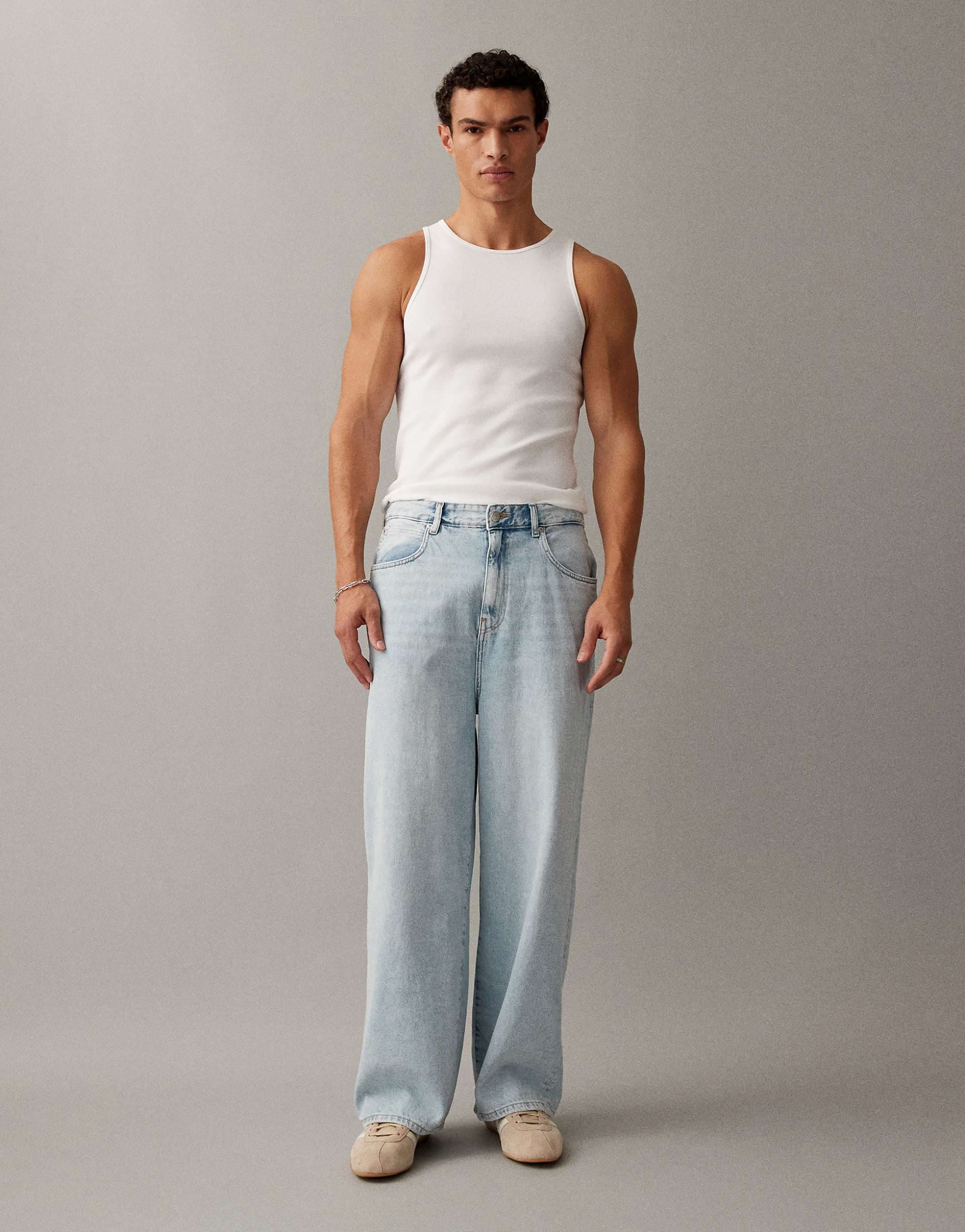 ONLY & SONS Carl super baggy jeans in light wash blue