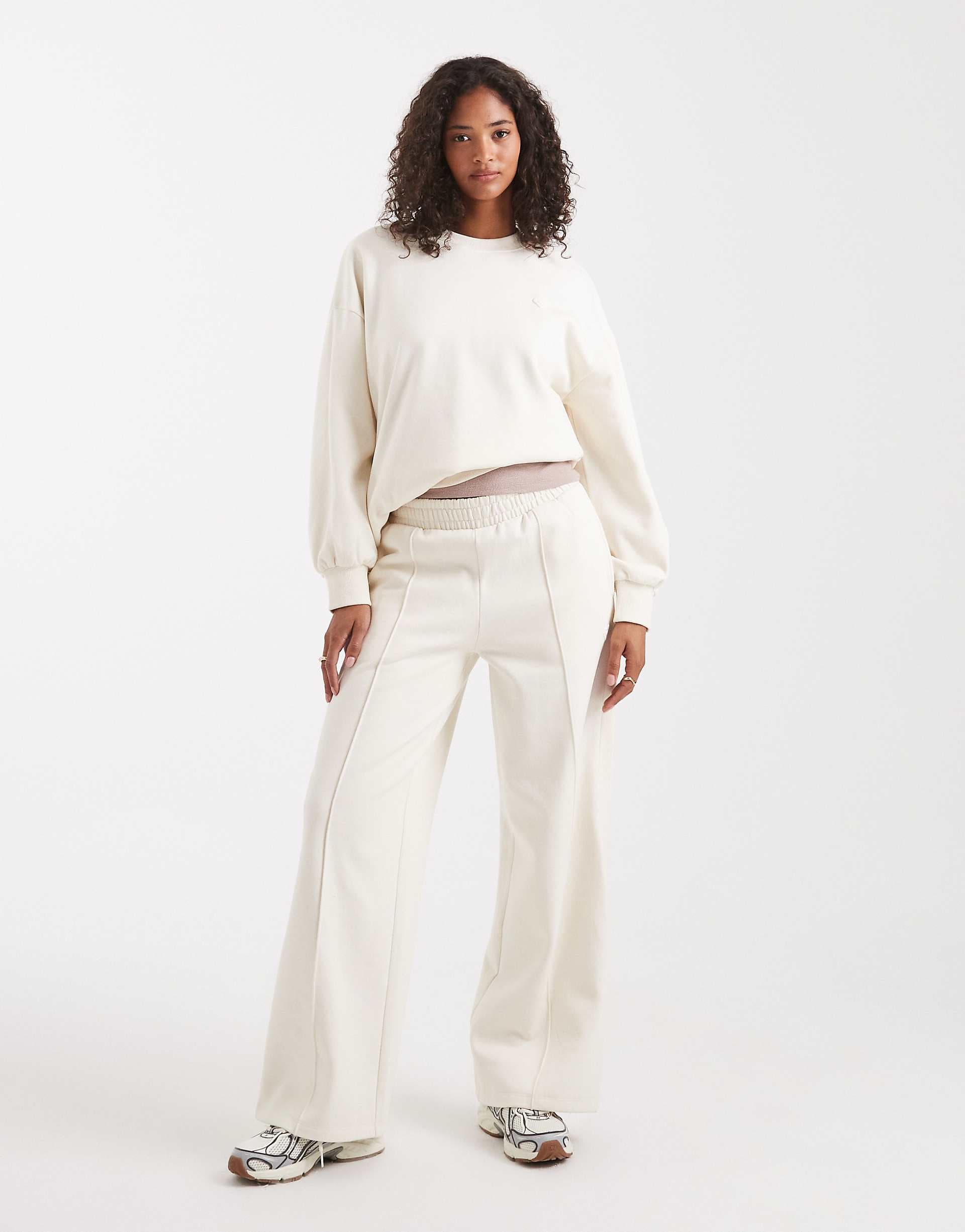 Miss Selfridge wide leg sweatpants in ecru