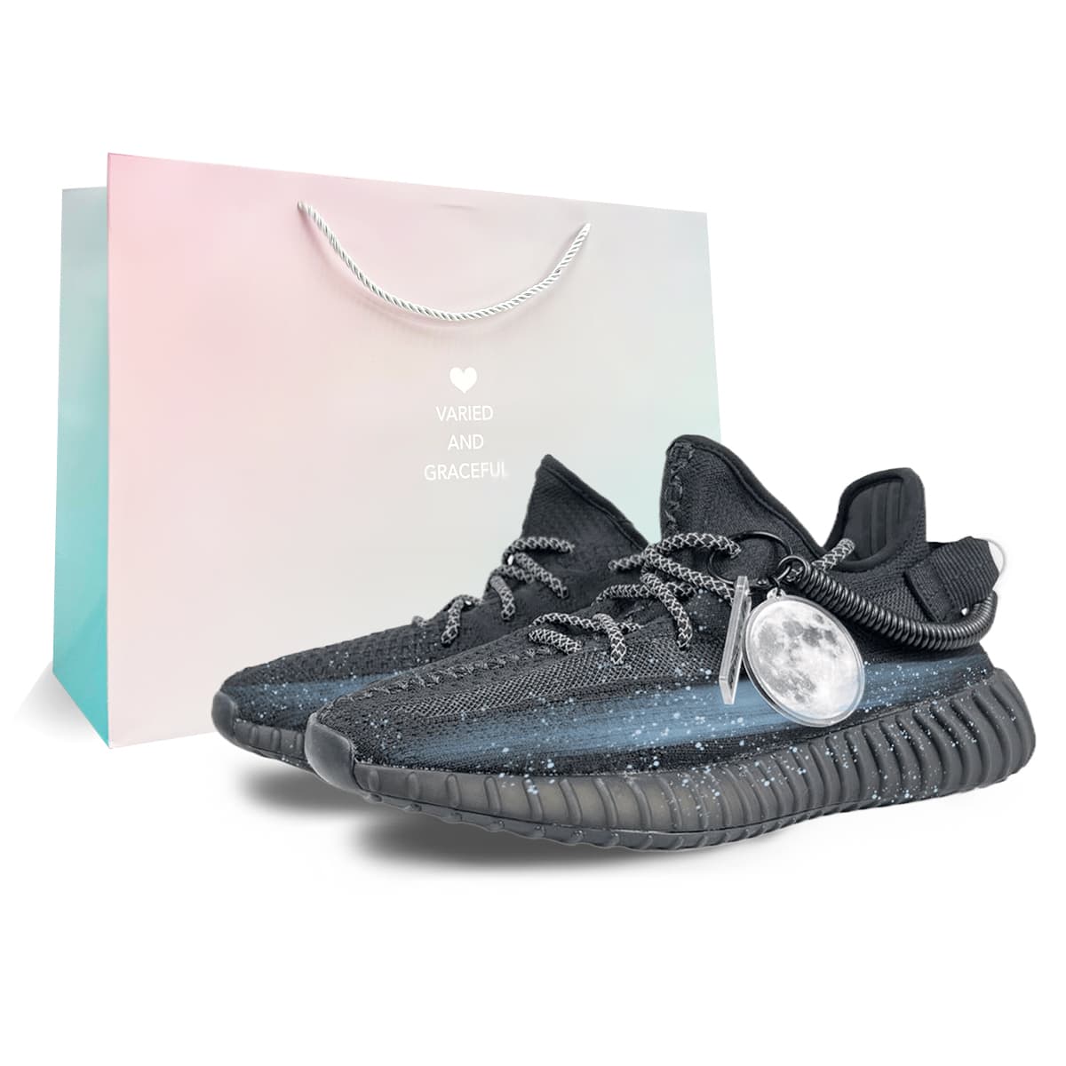 Adidas Originals Yeezy Boost 350 Anti-Slip And Wear-Resistant Lightweight Low-Top Casual Shoes Unisex Dark Blue Gray