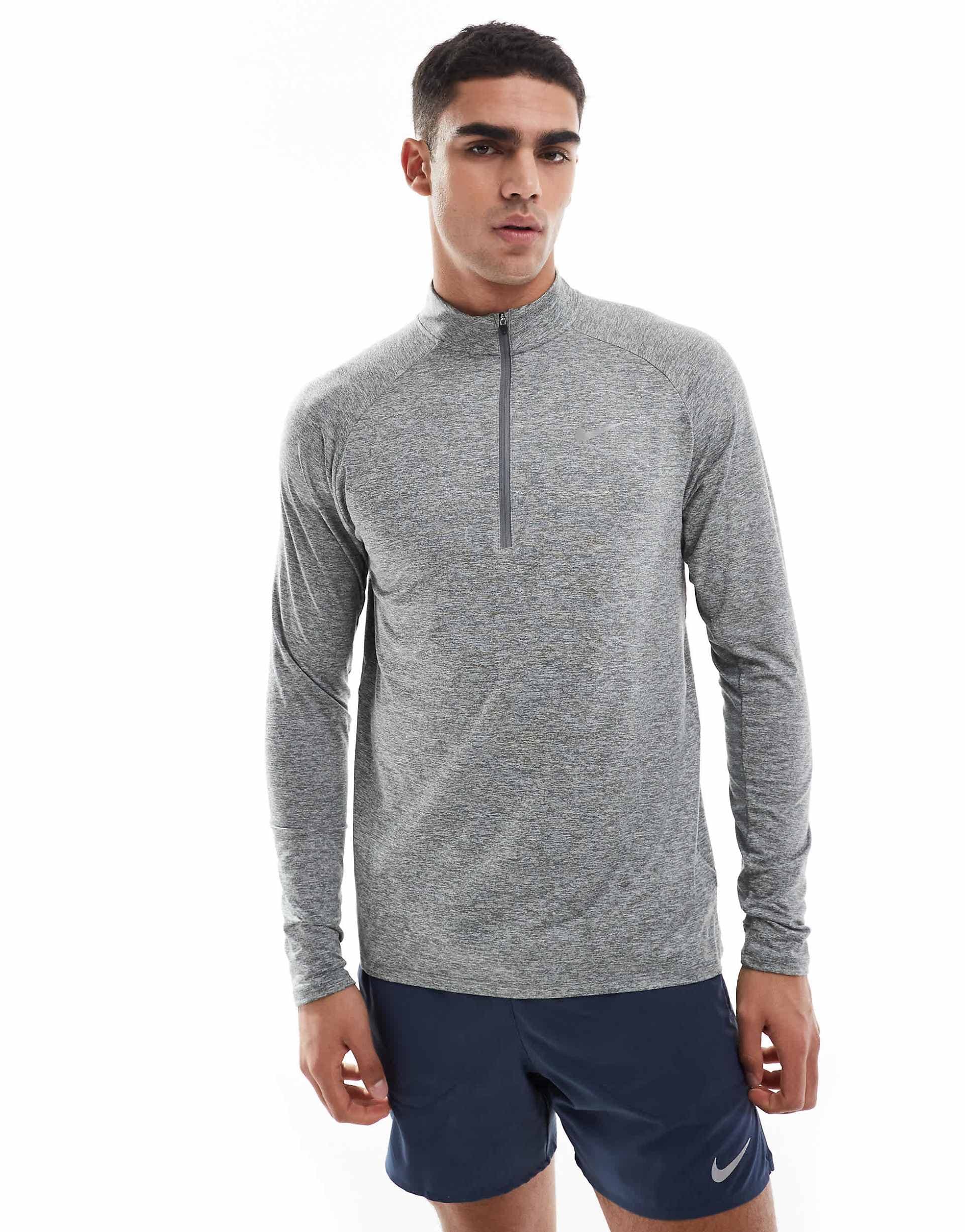 Nike Running Stride 1/2 zip sweatshirt in gray