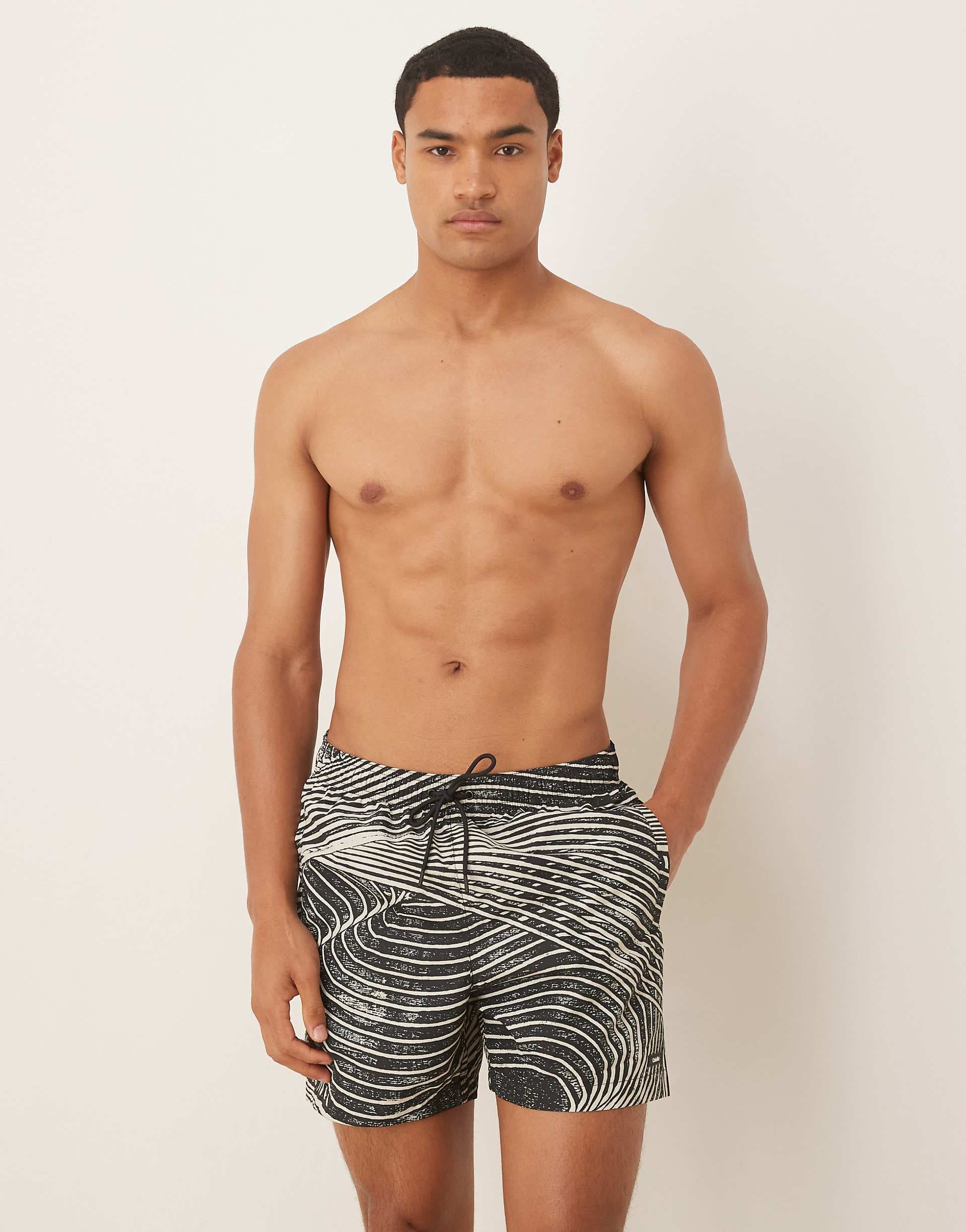 Calvin Klein all over print drawstring swim shorts in multi