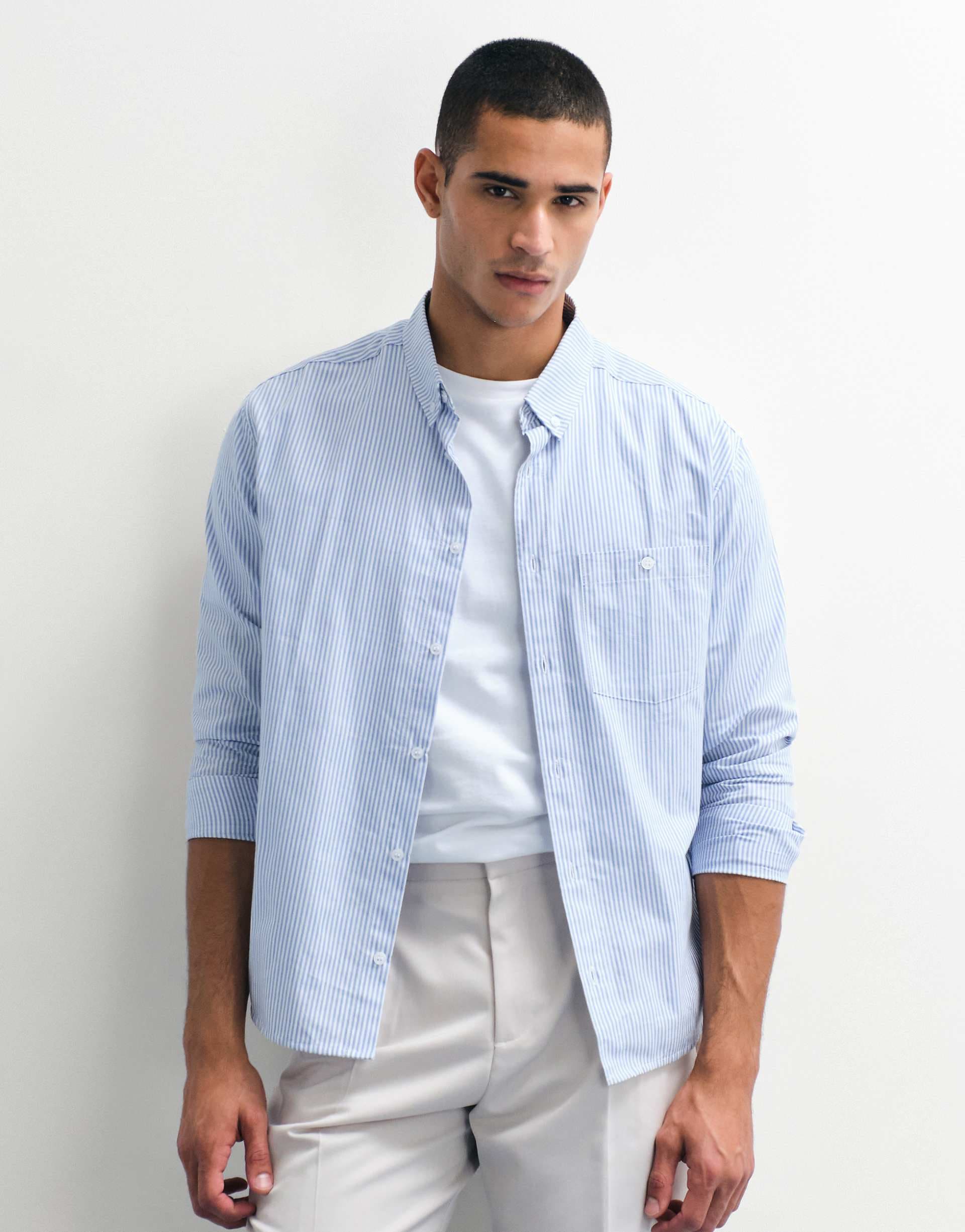ASOS DESIGN relaxed oxford shirt in blue stripes