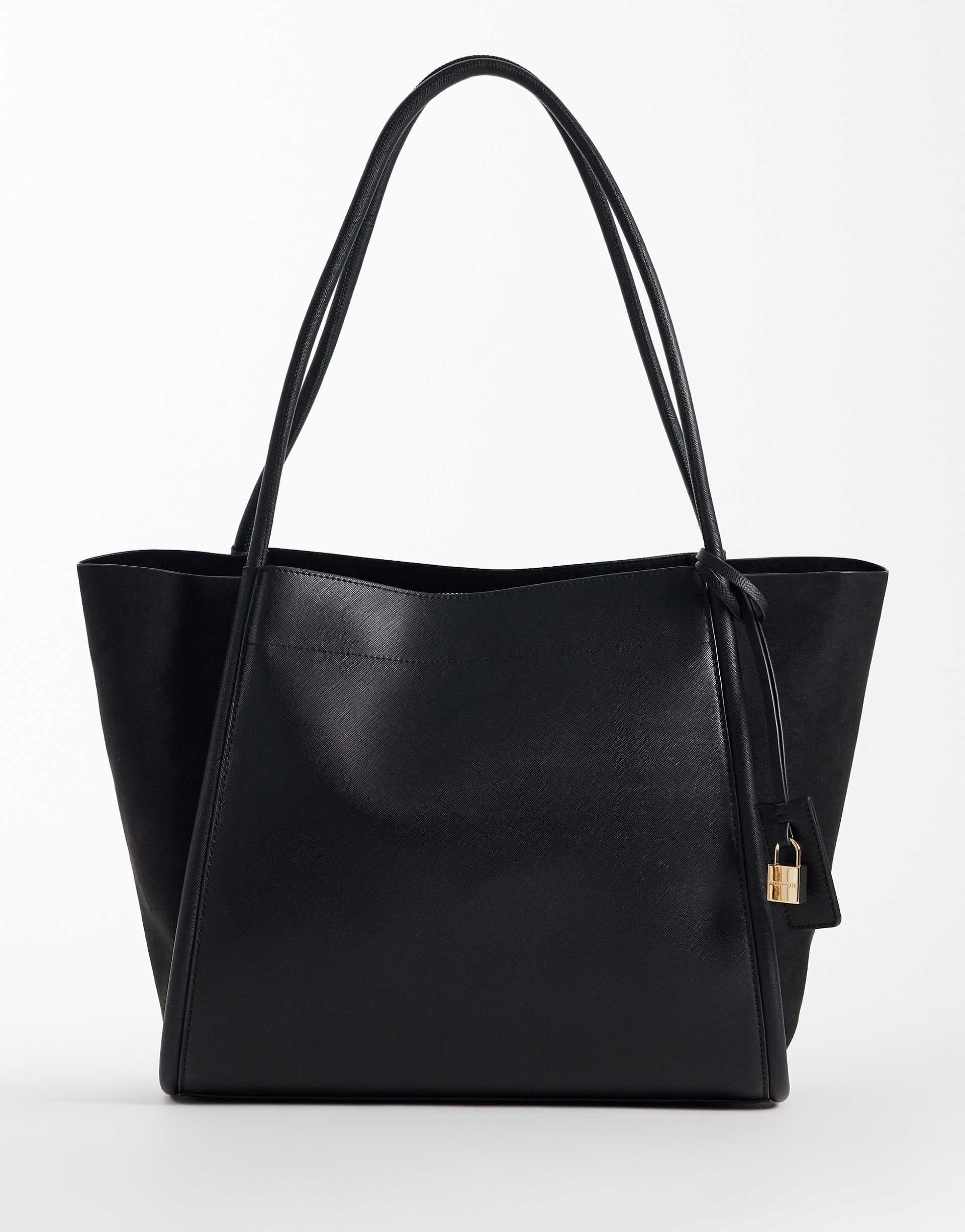 Accessorize suedette gusset tote bag in black